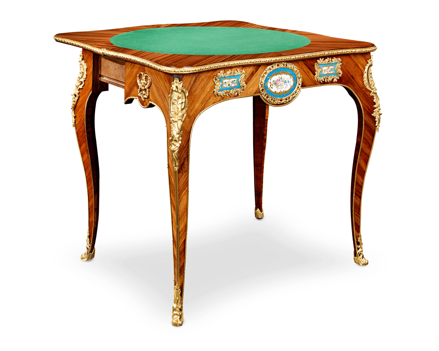 Louis XV-Style Porcelain-Mounted Card Table