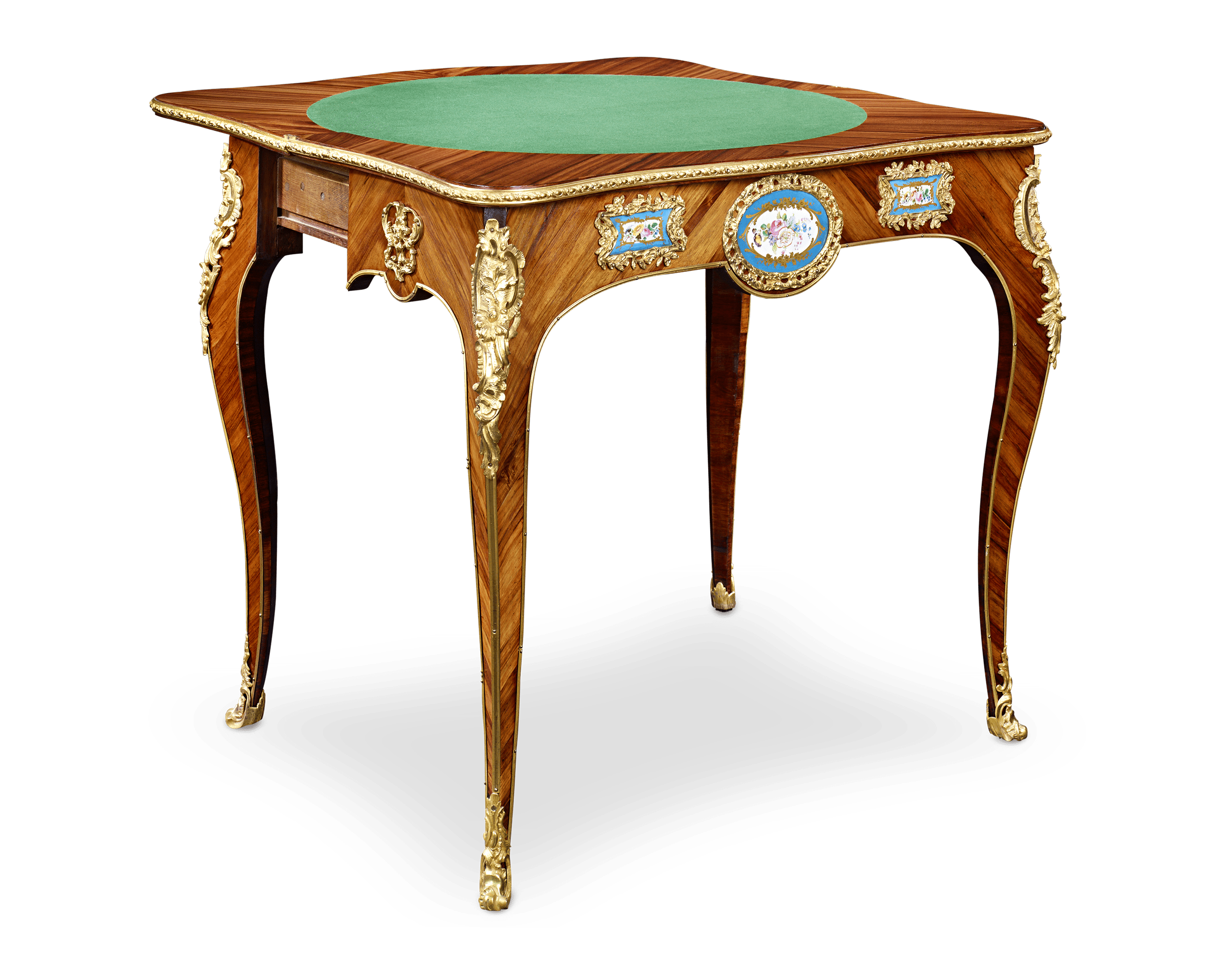 Louis XVI-Style Porcelain-Mounted Card Table