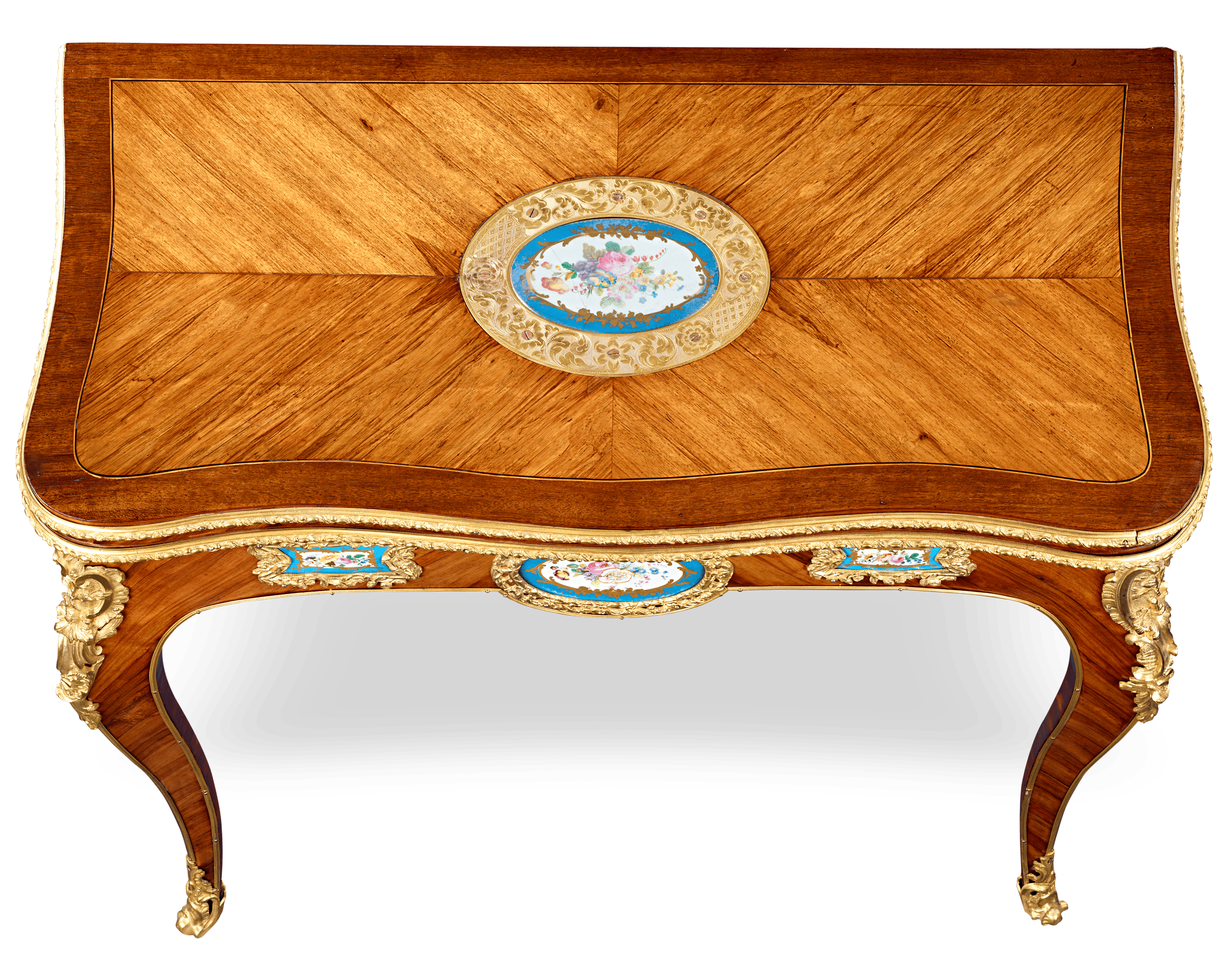 Louis XV-Style Porcelain-Mounted Card Table