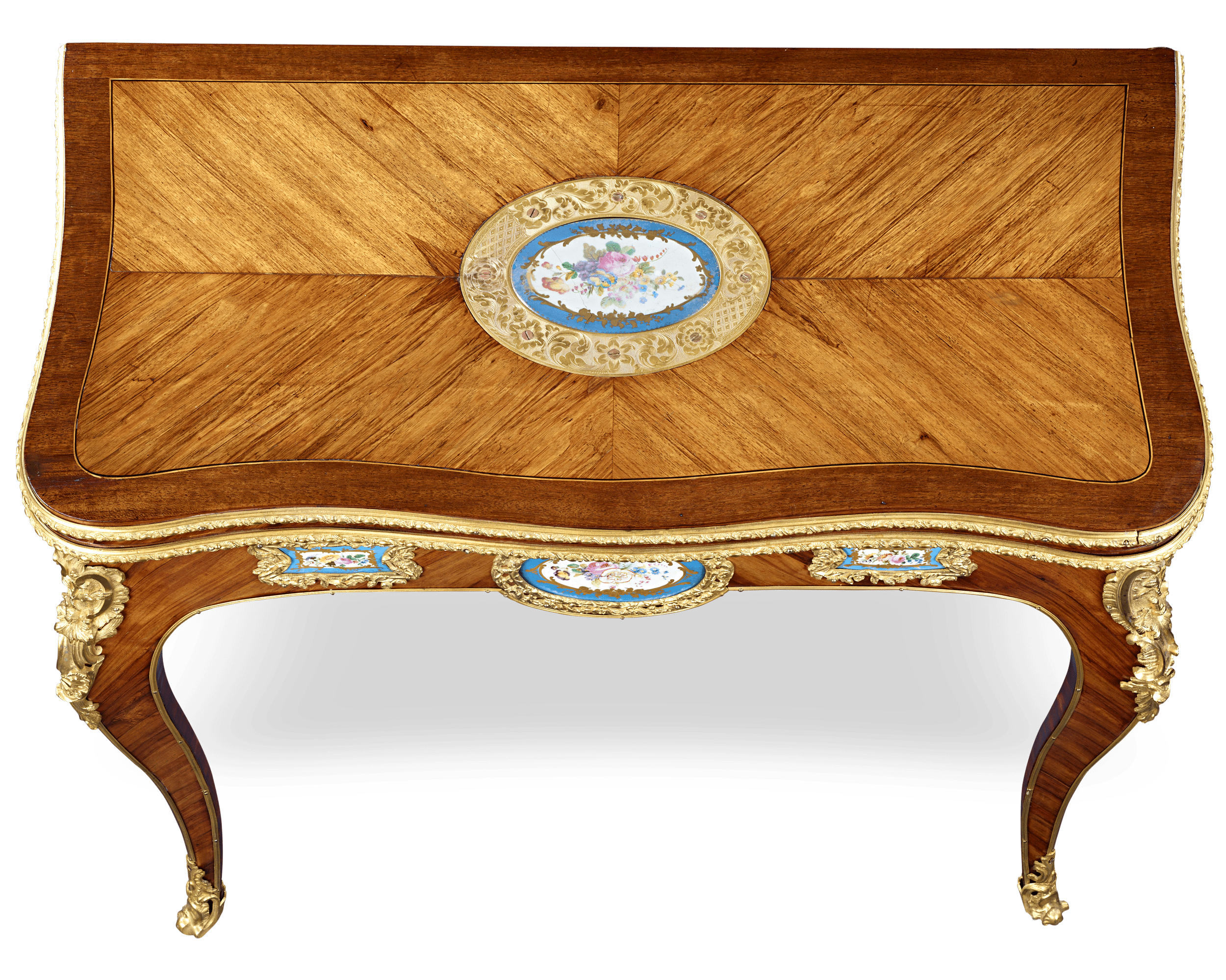 Louis XVI-Style Porcelain-Mounted Card Table