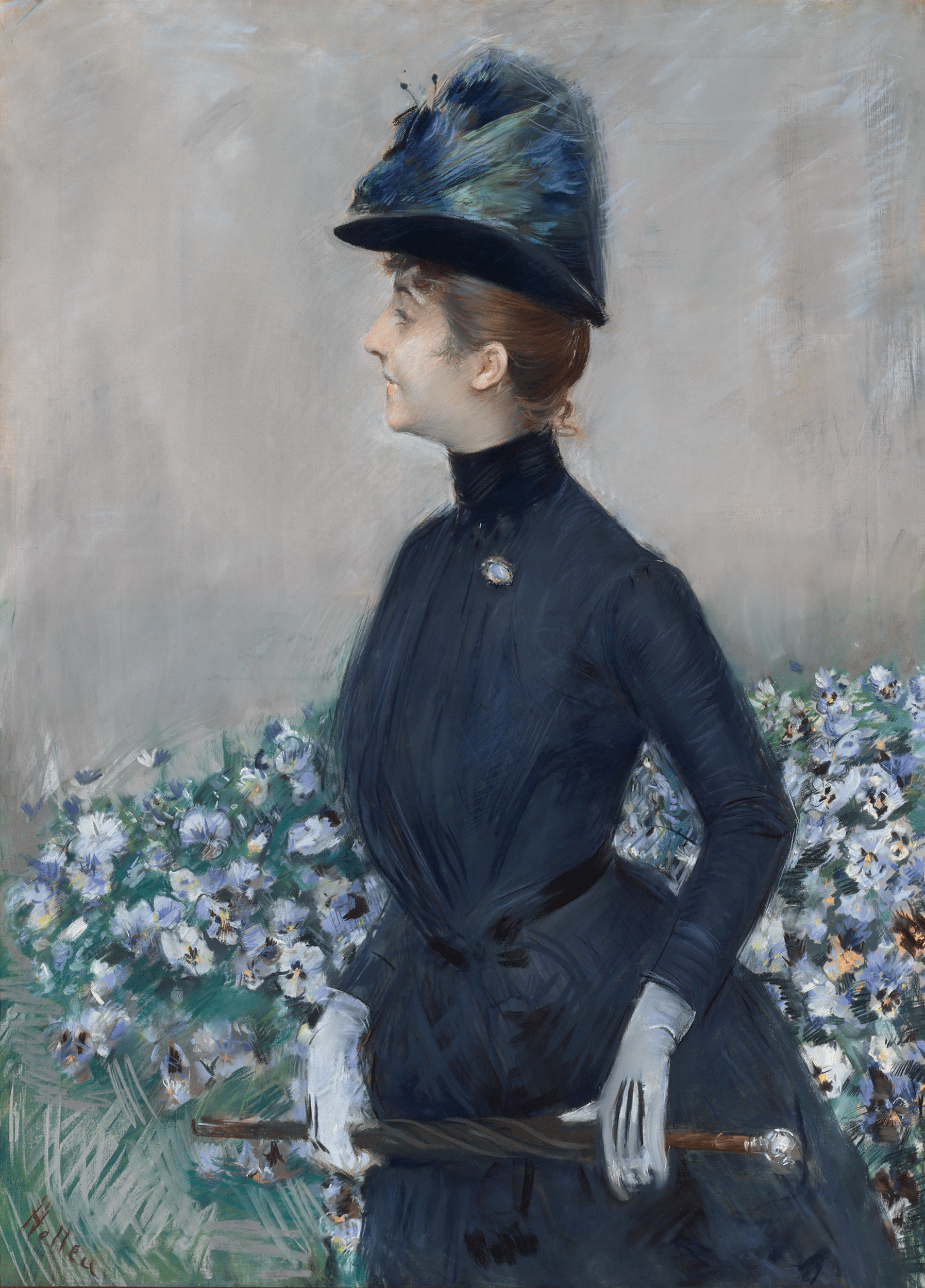 La femme aux fleurs by Paul César Helleu