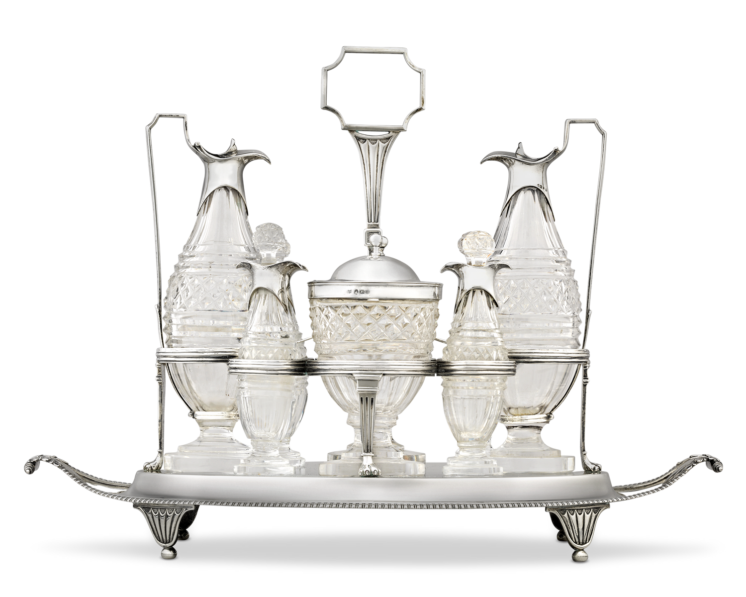 Silver and Cut Glass Cruet Set by Paul Storr