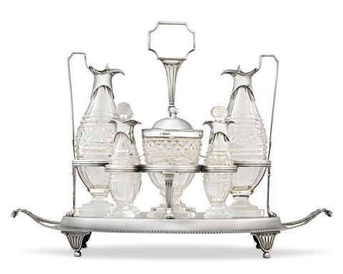 Silver and Cut Glass Cruet Set by Paul Storr