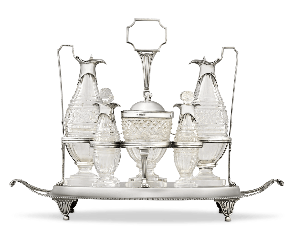 Silver and Cut Glass Cruet Set by Paul Storr