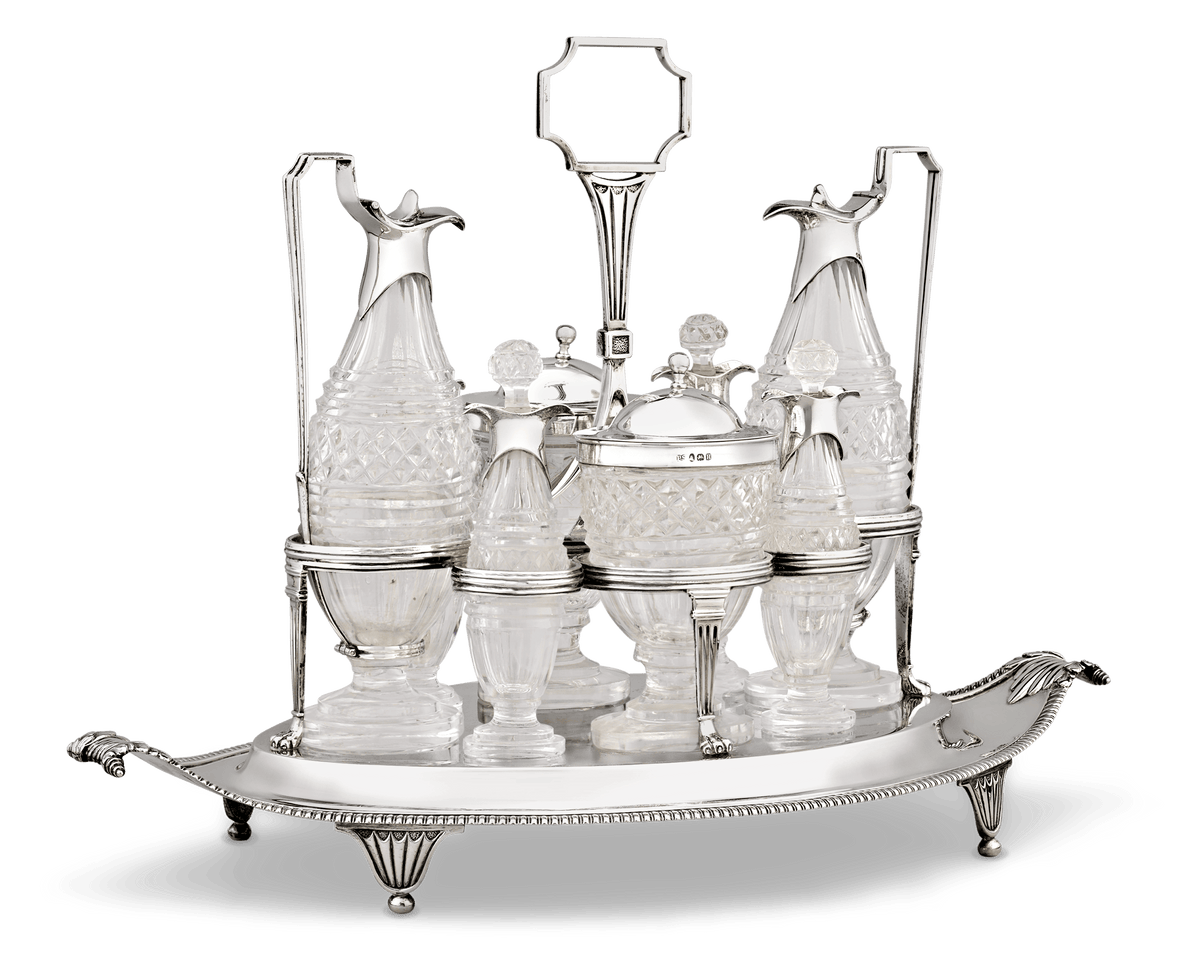 Silver and Cut Glass Cruet Set by Paul Storr