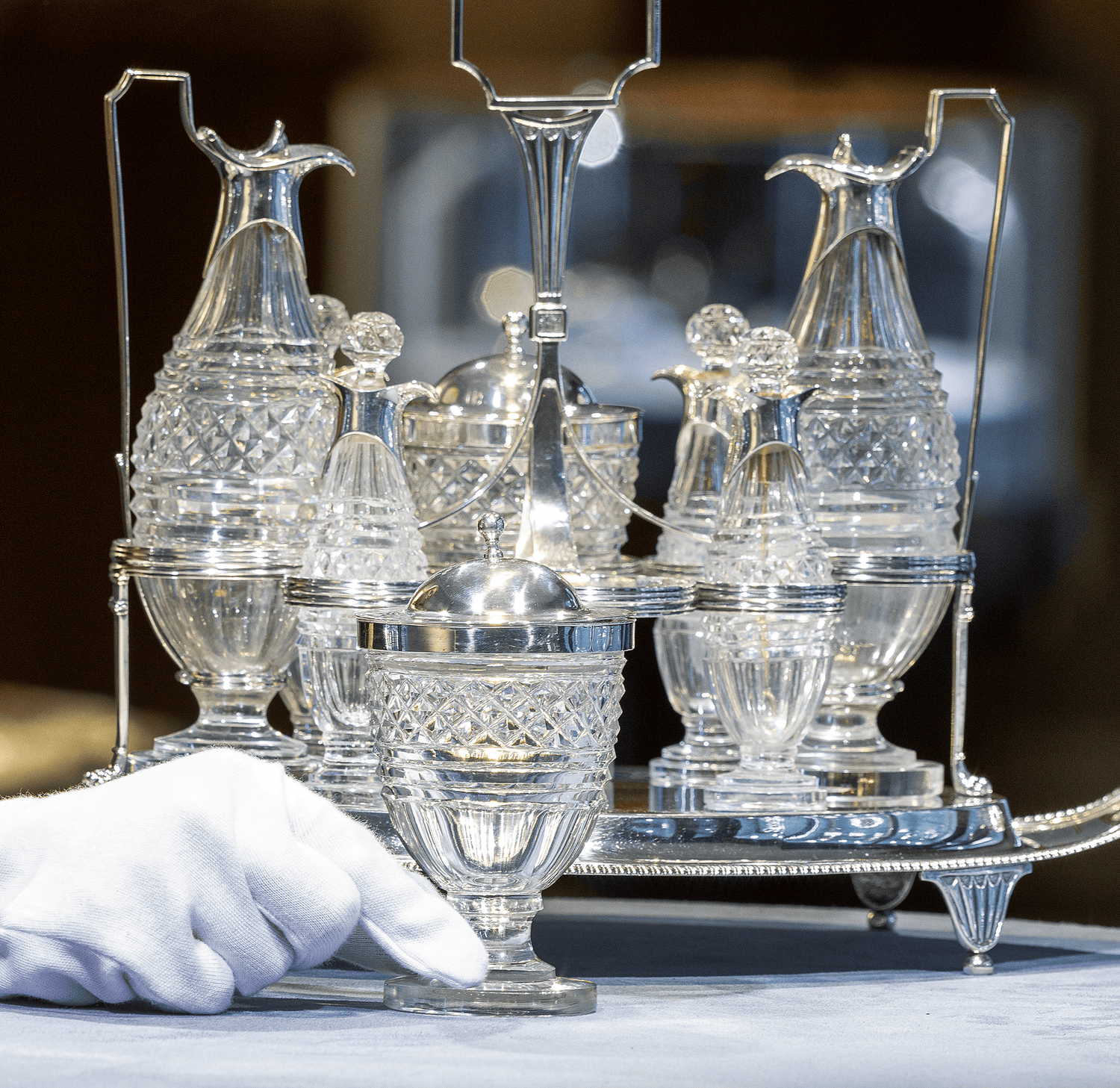 Silver and Cut Glass Cruet Set by Paul Storr