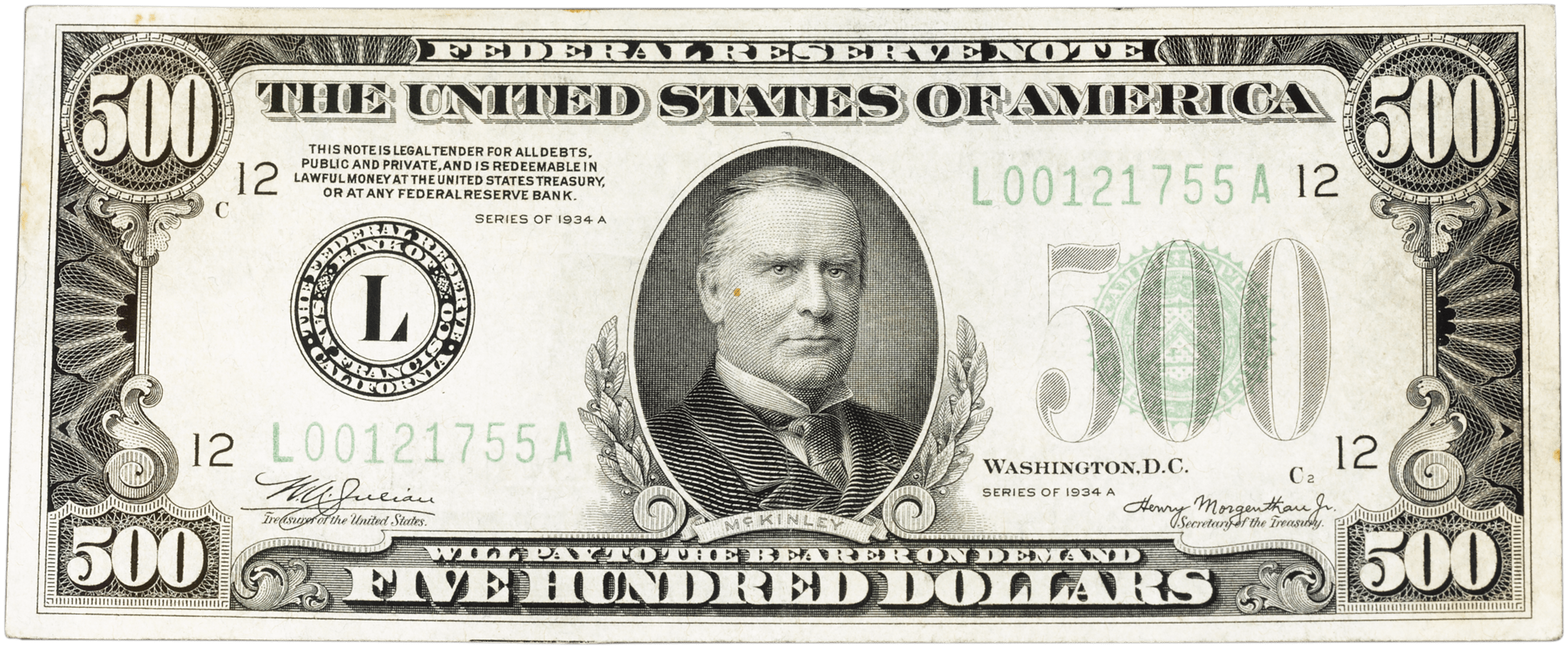 1934A San Francisco $500 Federal Reserve Note