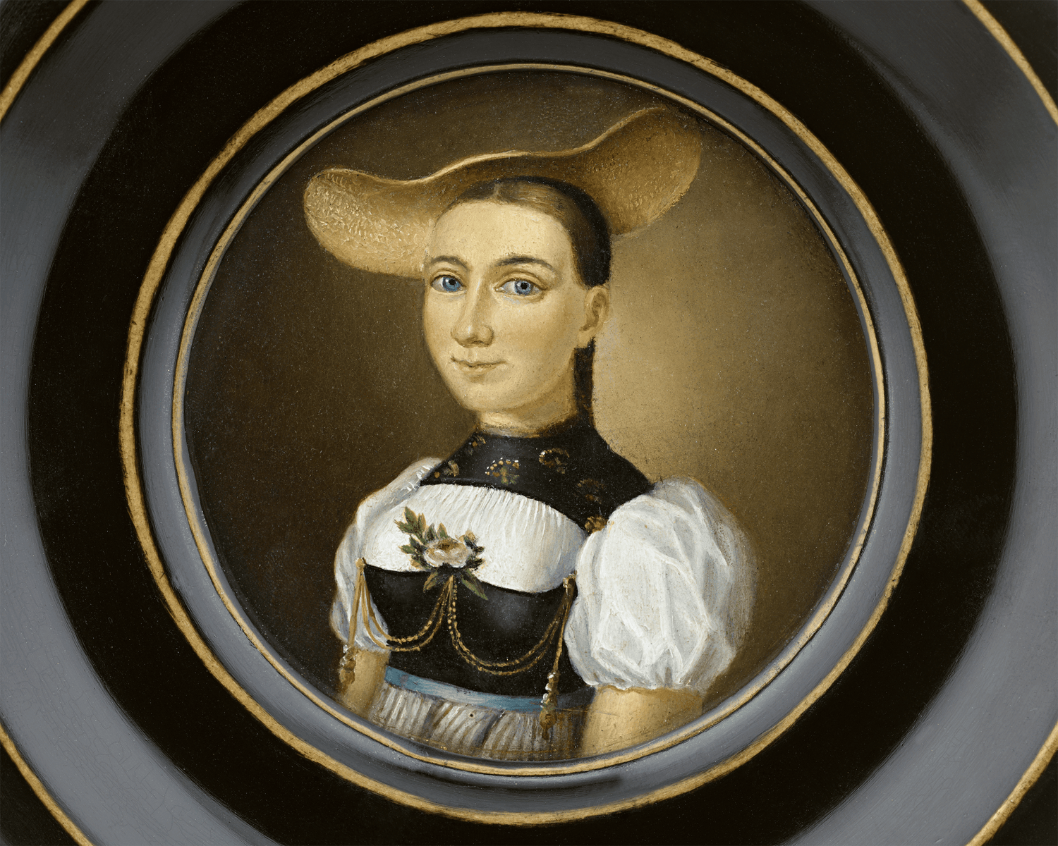 German Miniature of Young Lady in a Fancy Hat