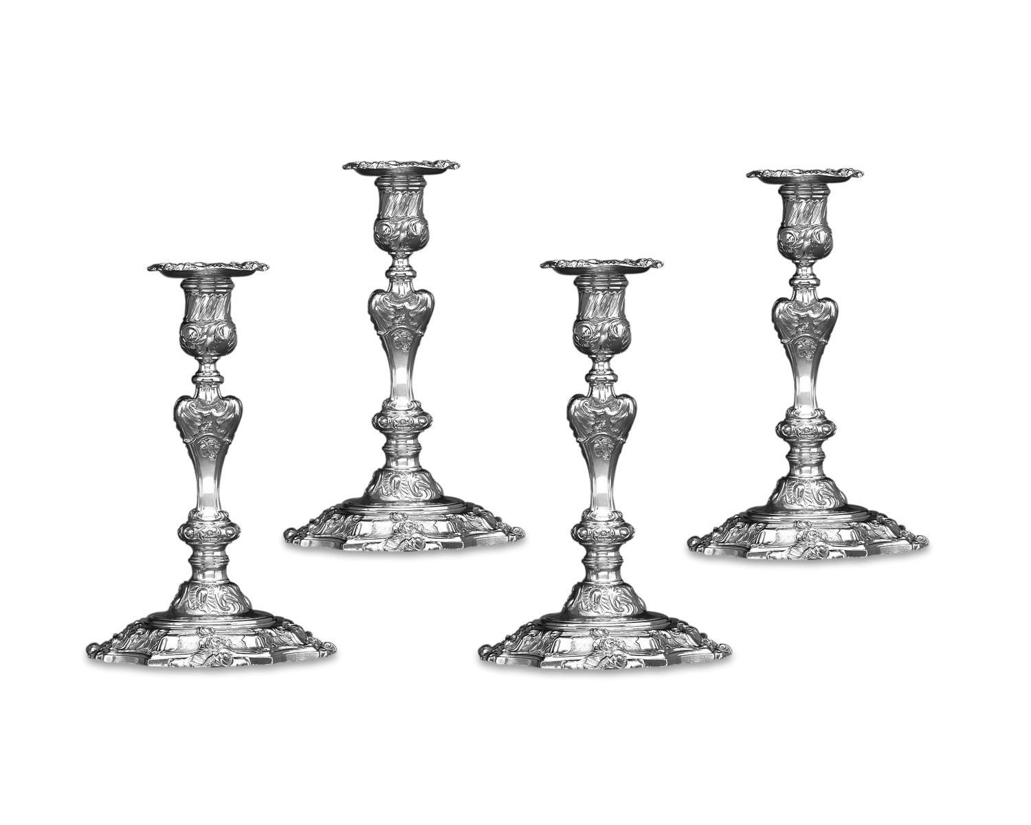 George II Silver Candlesticks by Paul de Lamerie