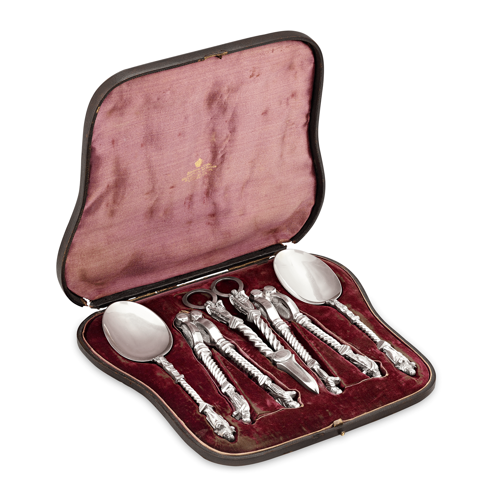 Apostle Silver Spoon Set with Nutcracker by Brook & Son