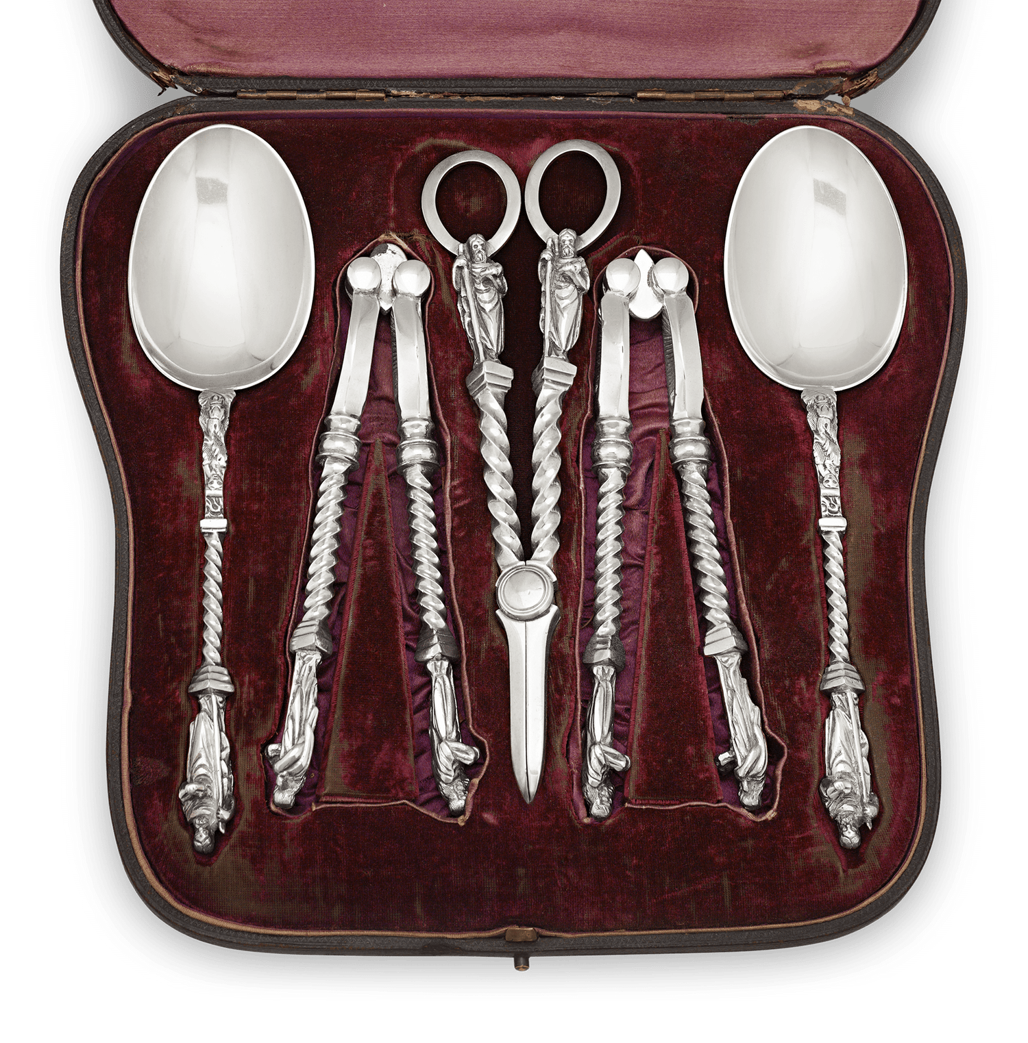 Apostle Silver Spoon Set with Nutcracker by Brook & Son