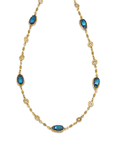 Louis Comfort Tiffany Favrile Glass Scarab Necklace