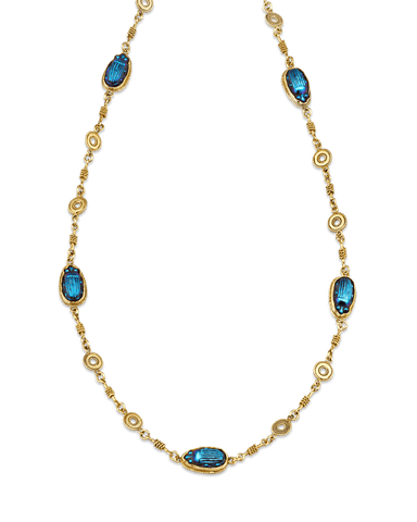 Louis Comfort Tiffany Favrile Glass Scarab Necklace