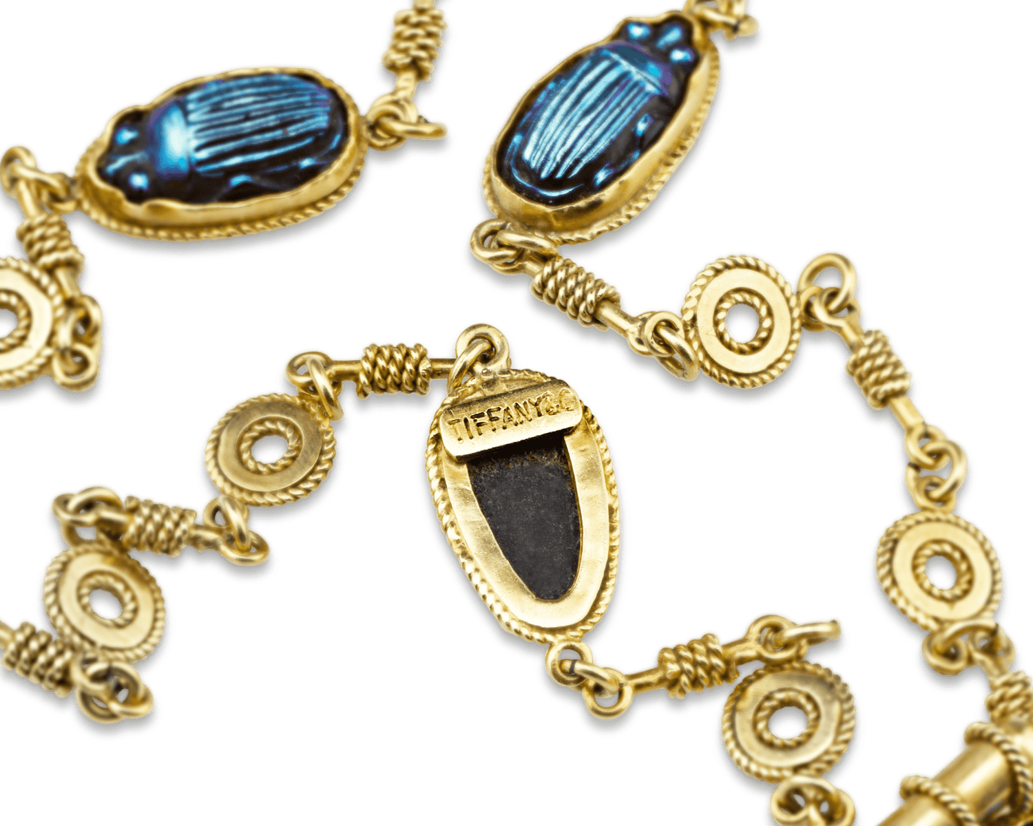 Louis Comfort Tiffany Favrile Glass Scarab Necklace