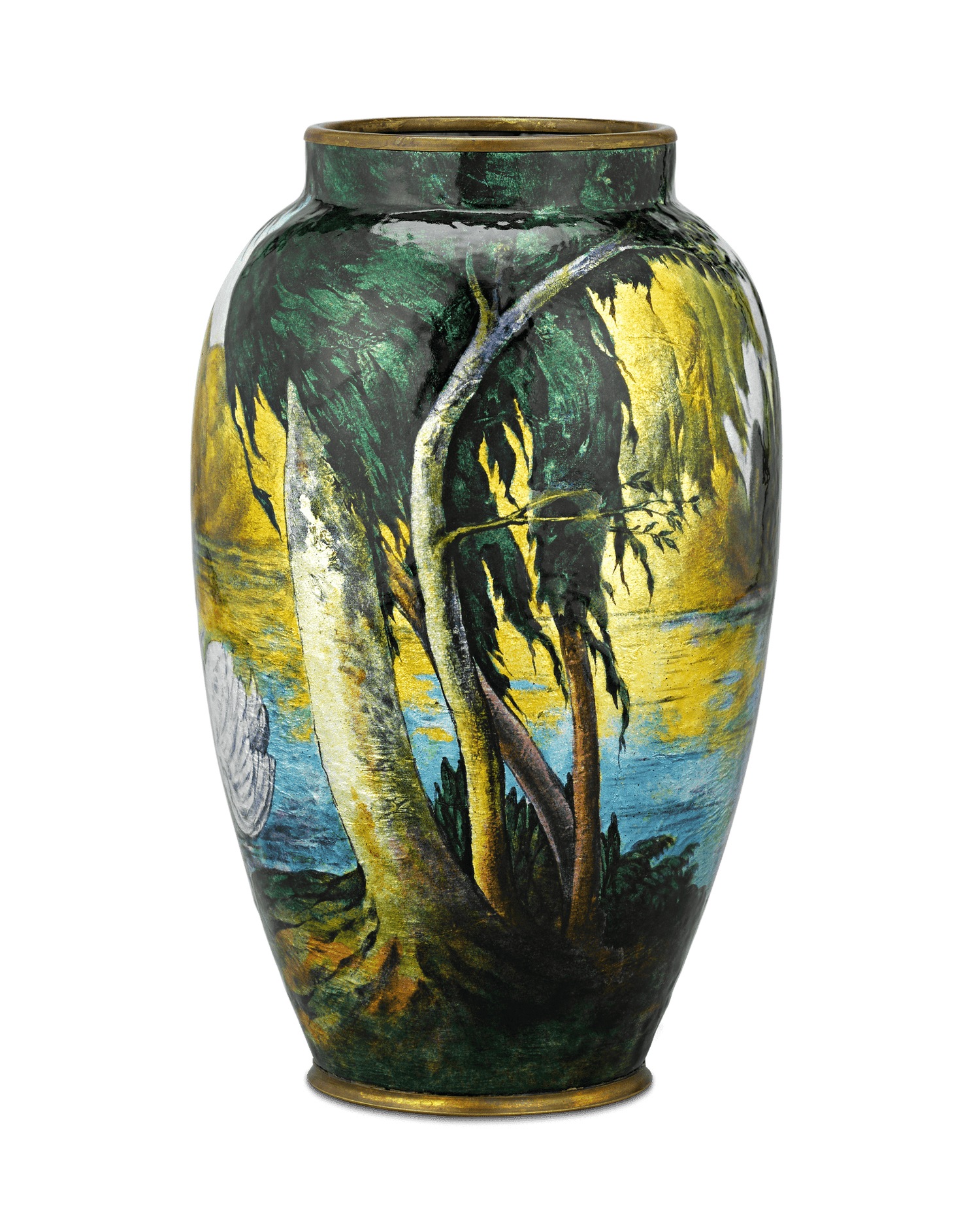 Enamel Swan Vase by Camille Fauré and Alexandre Marty