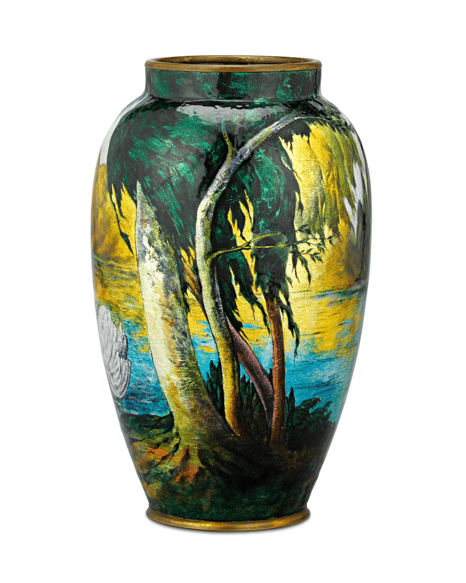 Enamel Swan Vase by Camille Fauré and Alexandre Marty