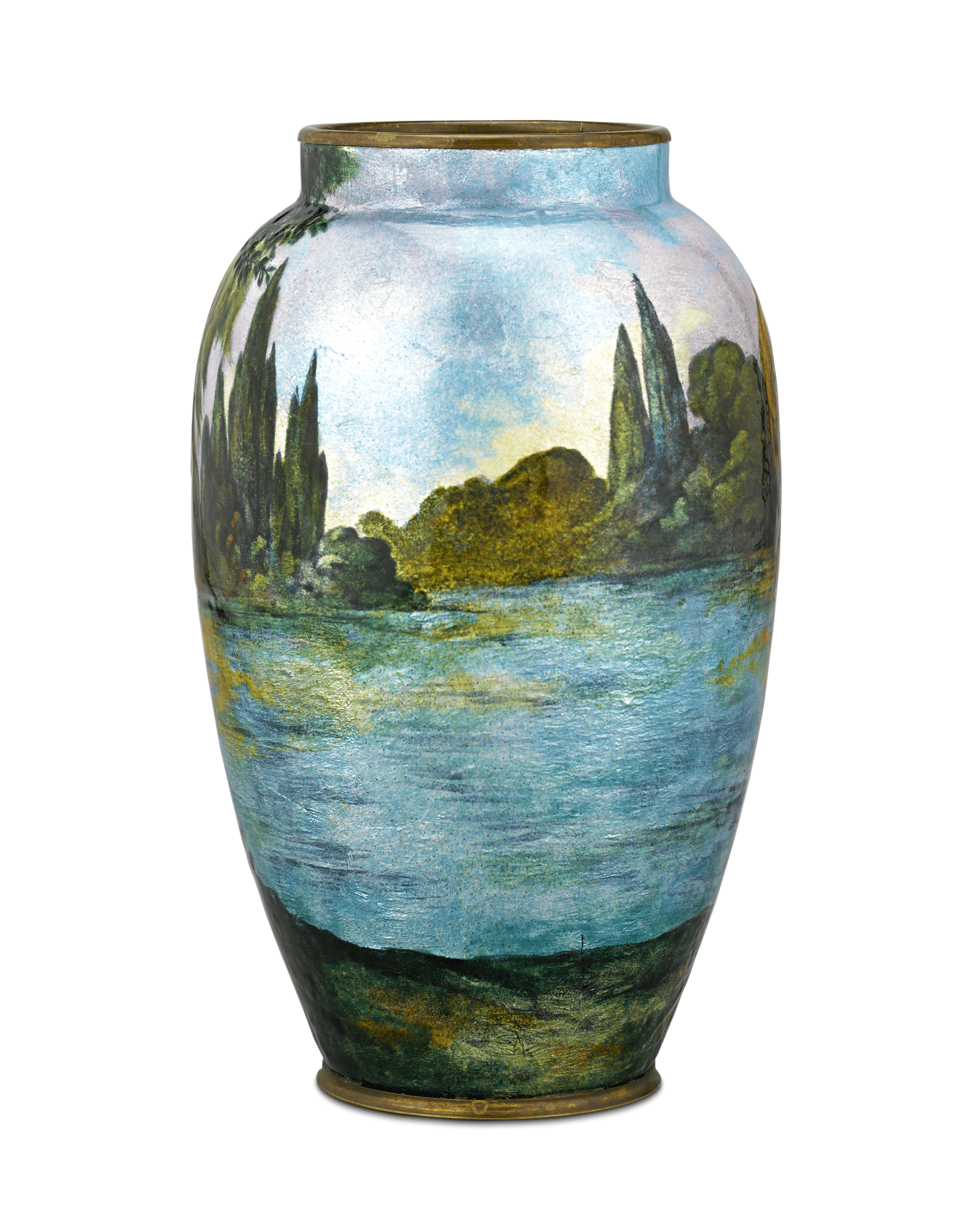 Enamel Swan Vase by Camille Fauré and Alexandre Marty