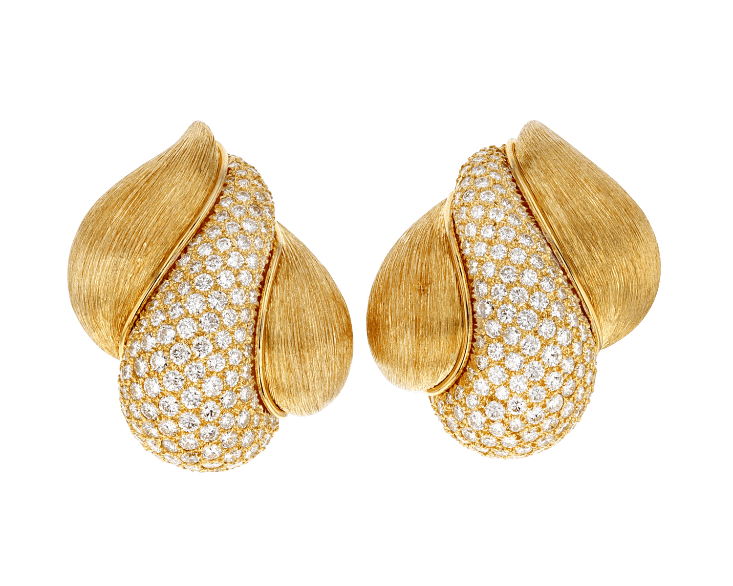 Henry Dunay Gold and Pavé Diamond Earrings