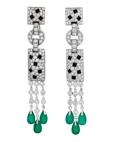 Cartier Panthère Diamond, Onyx and Emerald Drop Earrings