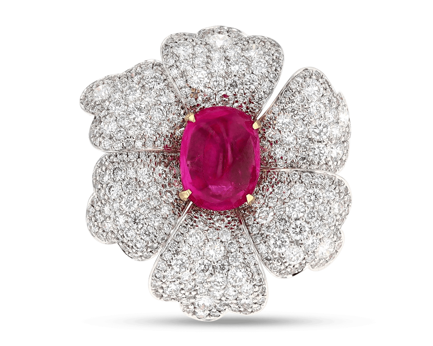 Salavetti Burma Cabochon Ruby Ring, 4.61 Carats