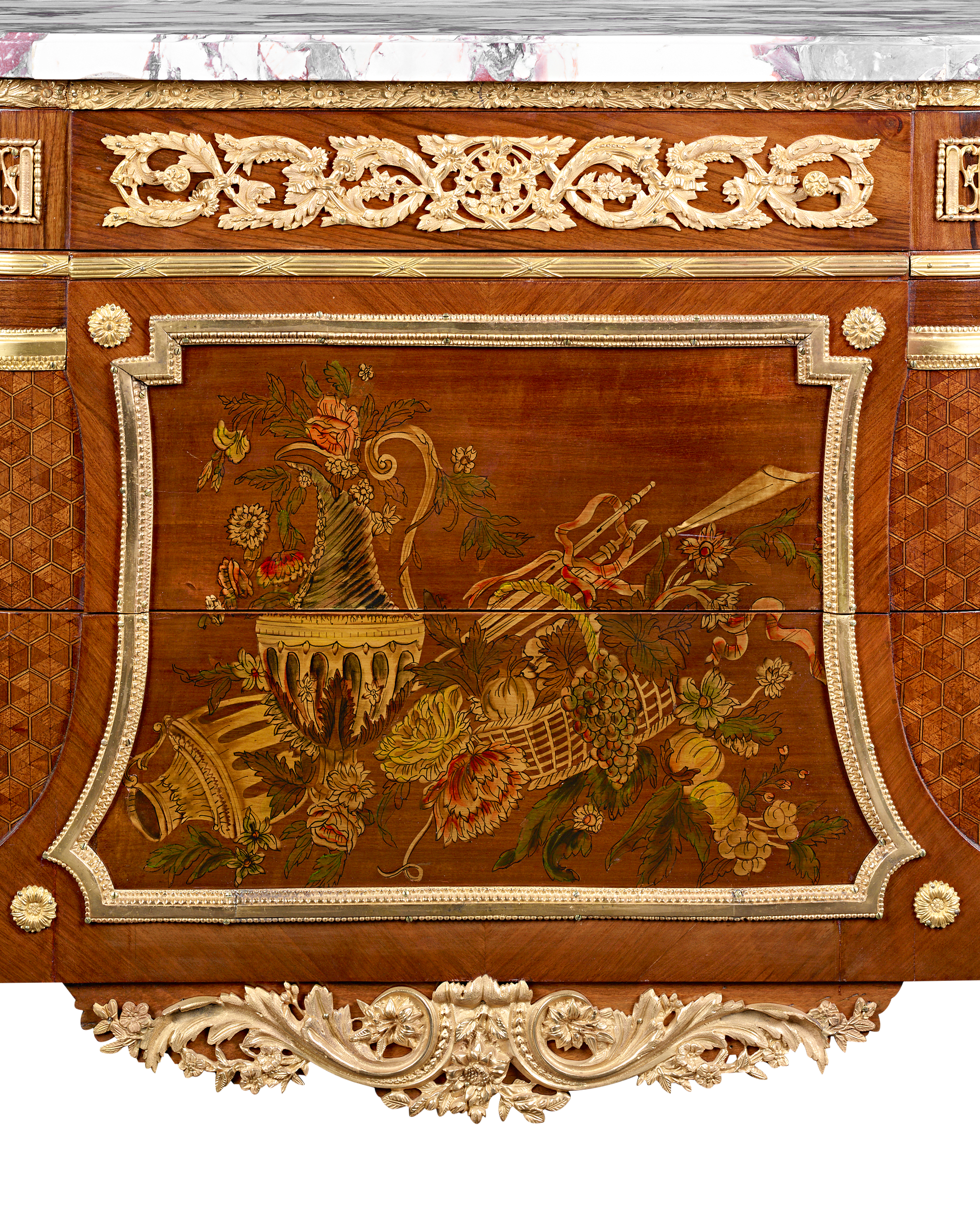Louis XVI-Style Marquetry Commodes