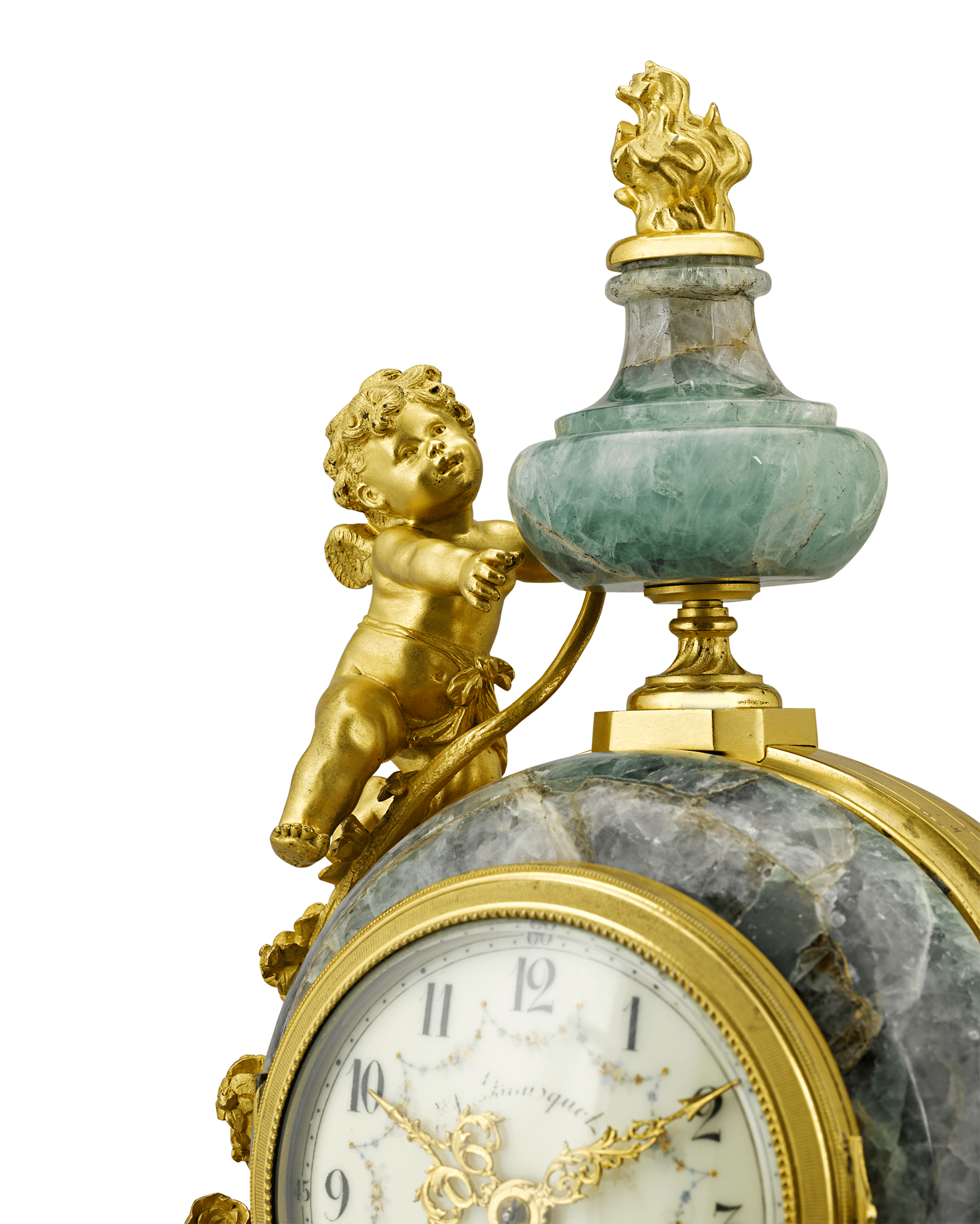 French Fluorspar and Ormolu Clock Garniture