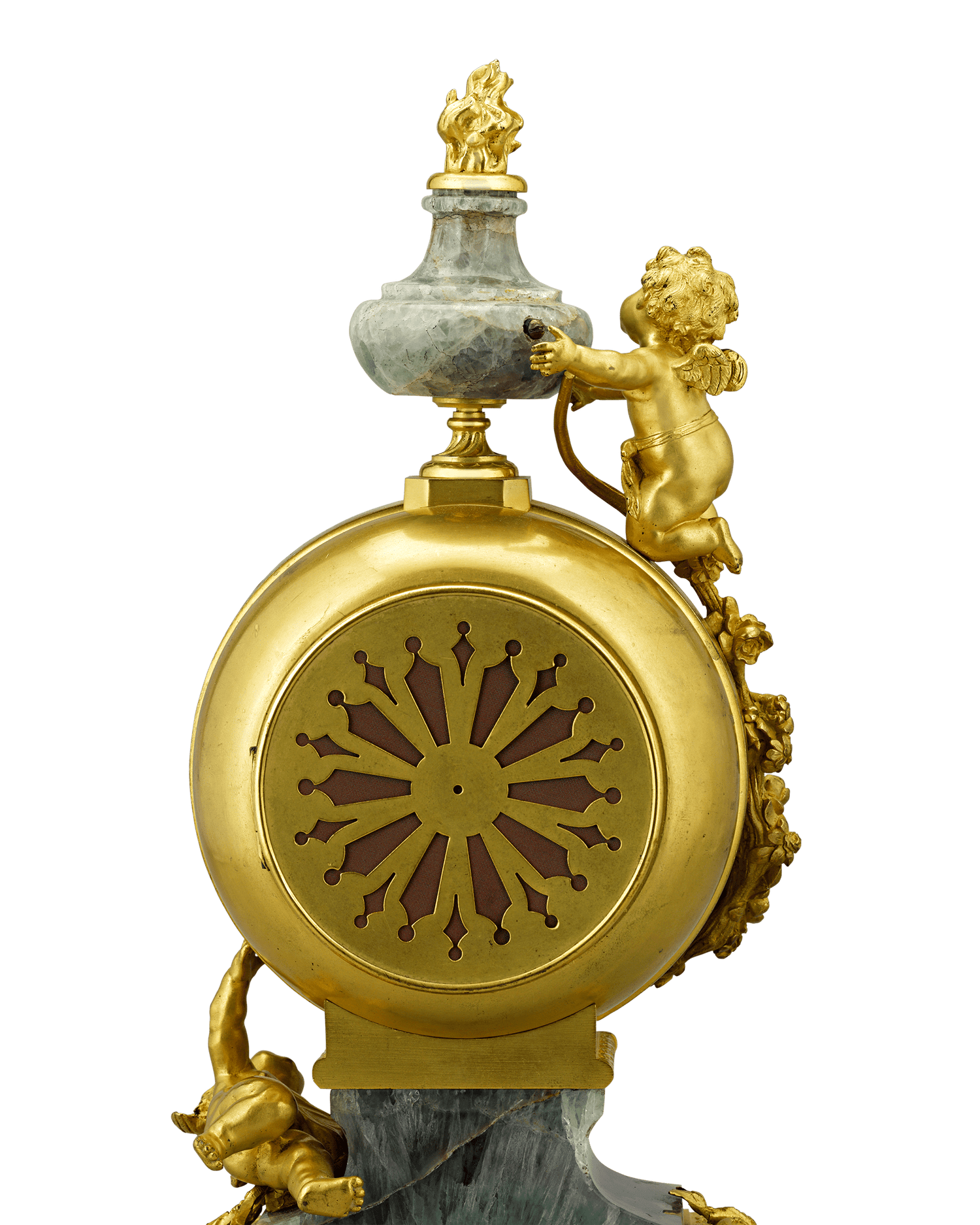 French Fluorspar and Ormolu Clock Garniture