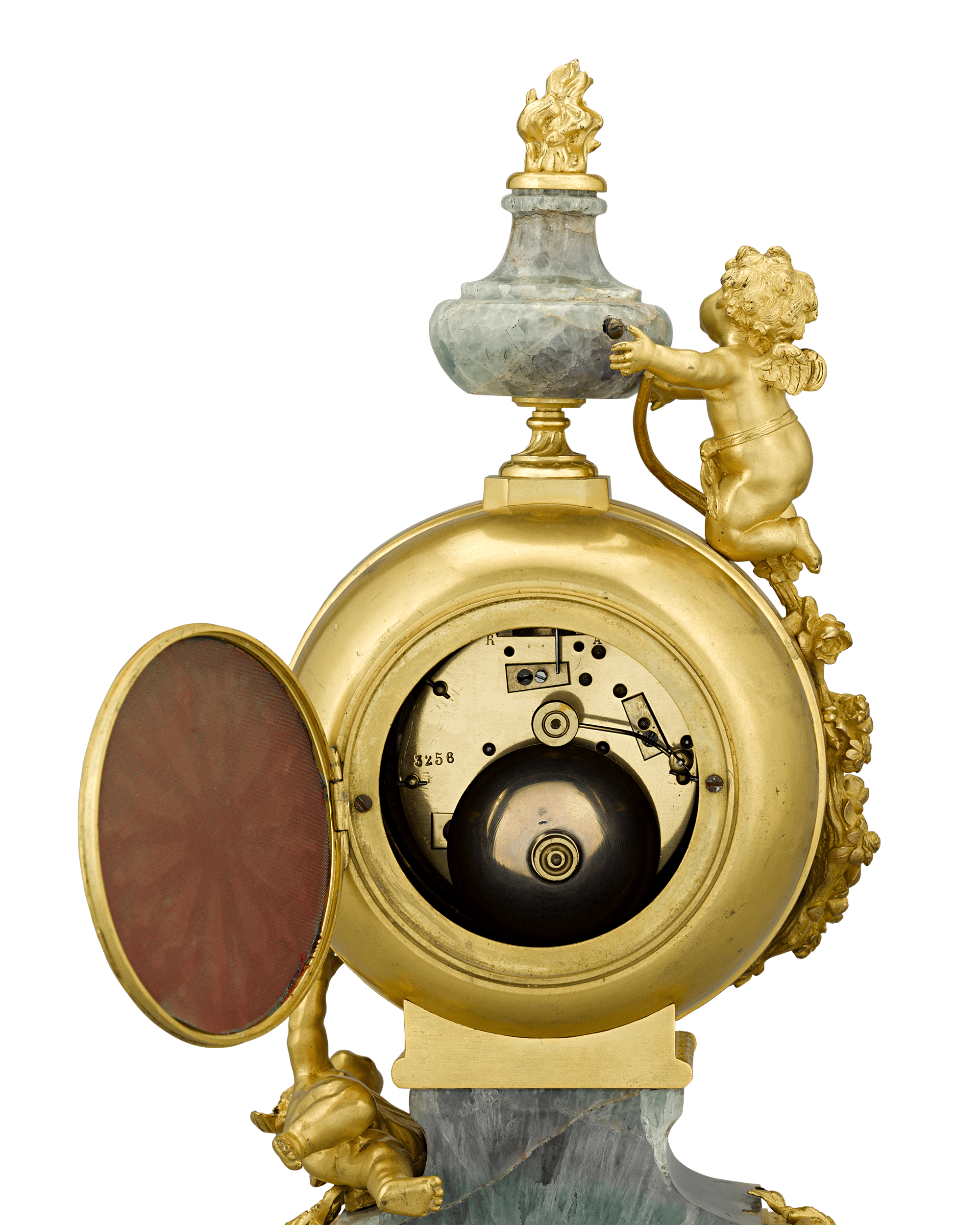 French Fluorspar and Ormolu Clock Garniture