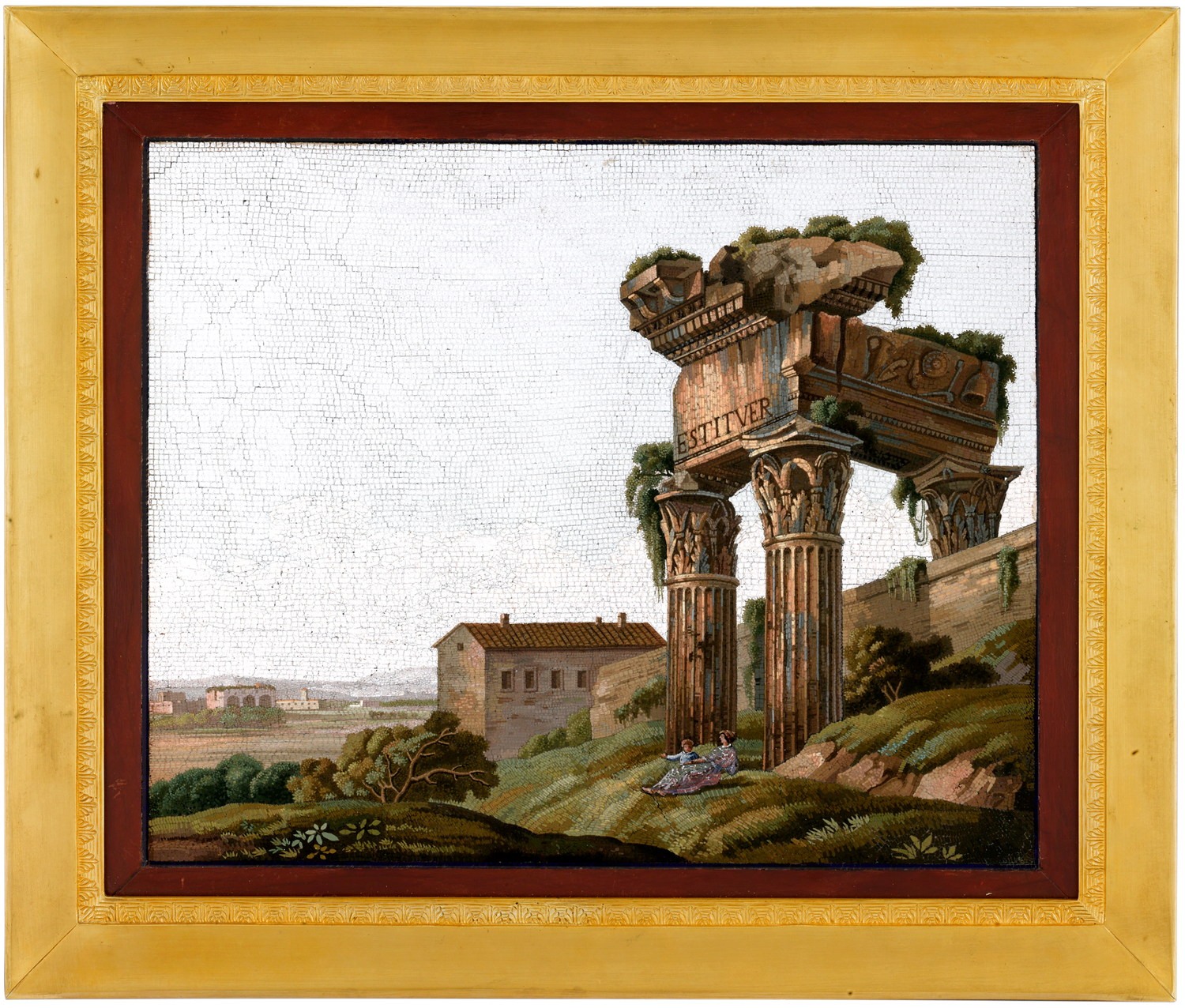 Temple of Vespasian and Titus Roman Micromosaic