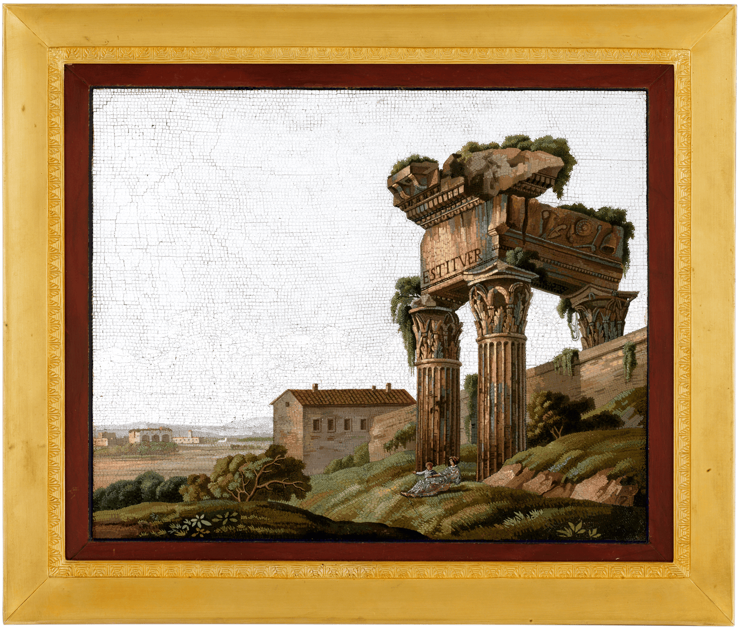 Temple of Vespasian and Titus Roman Micromosaic