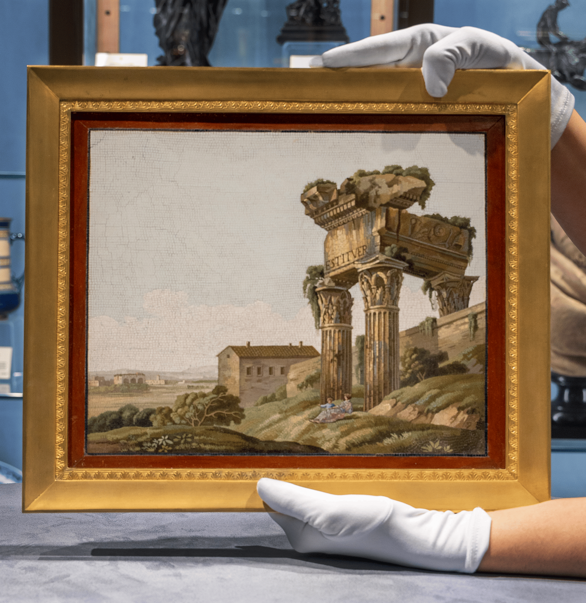 Temple of Vespasian and Titus Roman Micromosaic