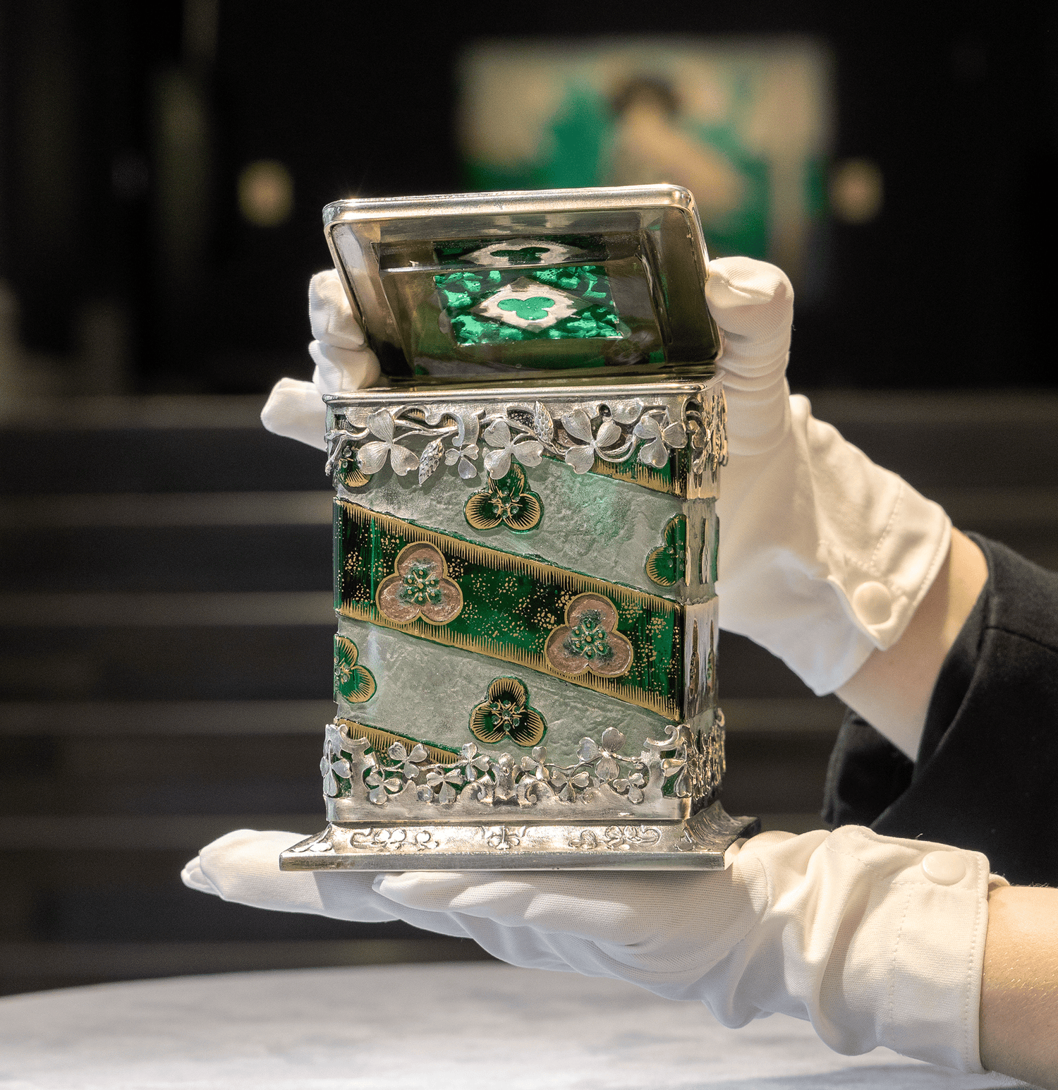 Silver-Mounted Glass Casket by Daum Nancy | M.S. Rau Silver-Mounted Glass Casket by Daum Nancy | M.S. Rau