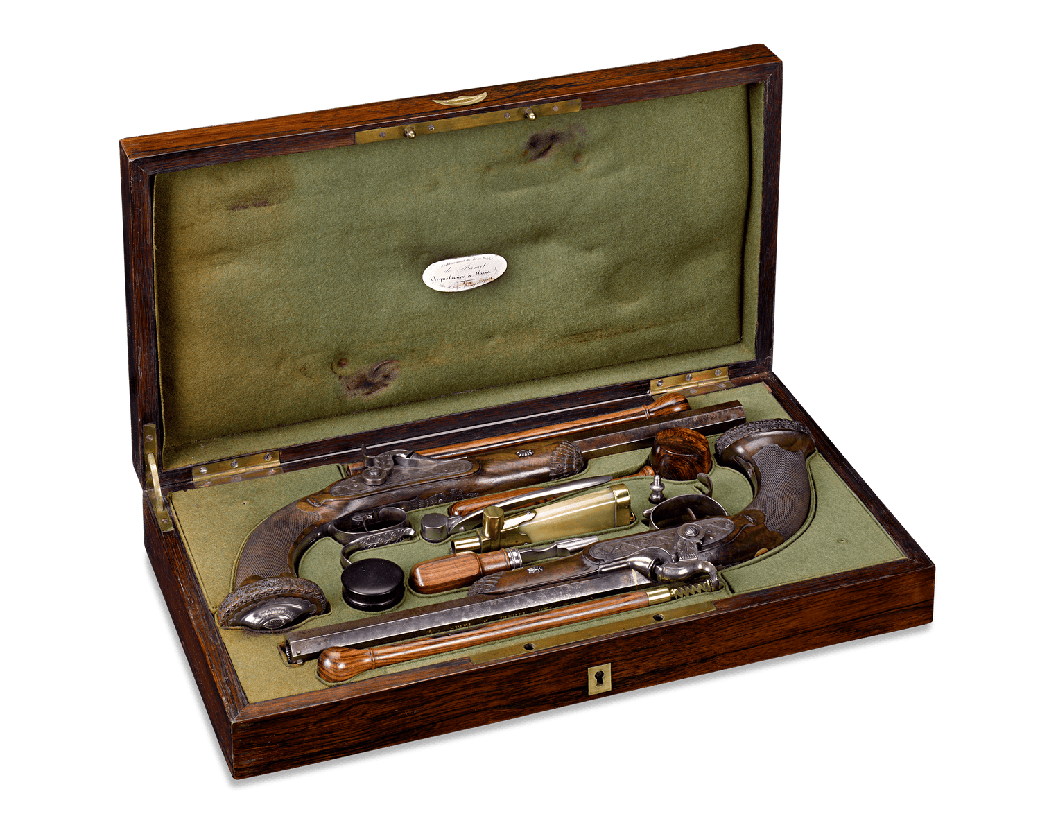 Cased Percussion Pistols by Pirmet à Paris