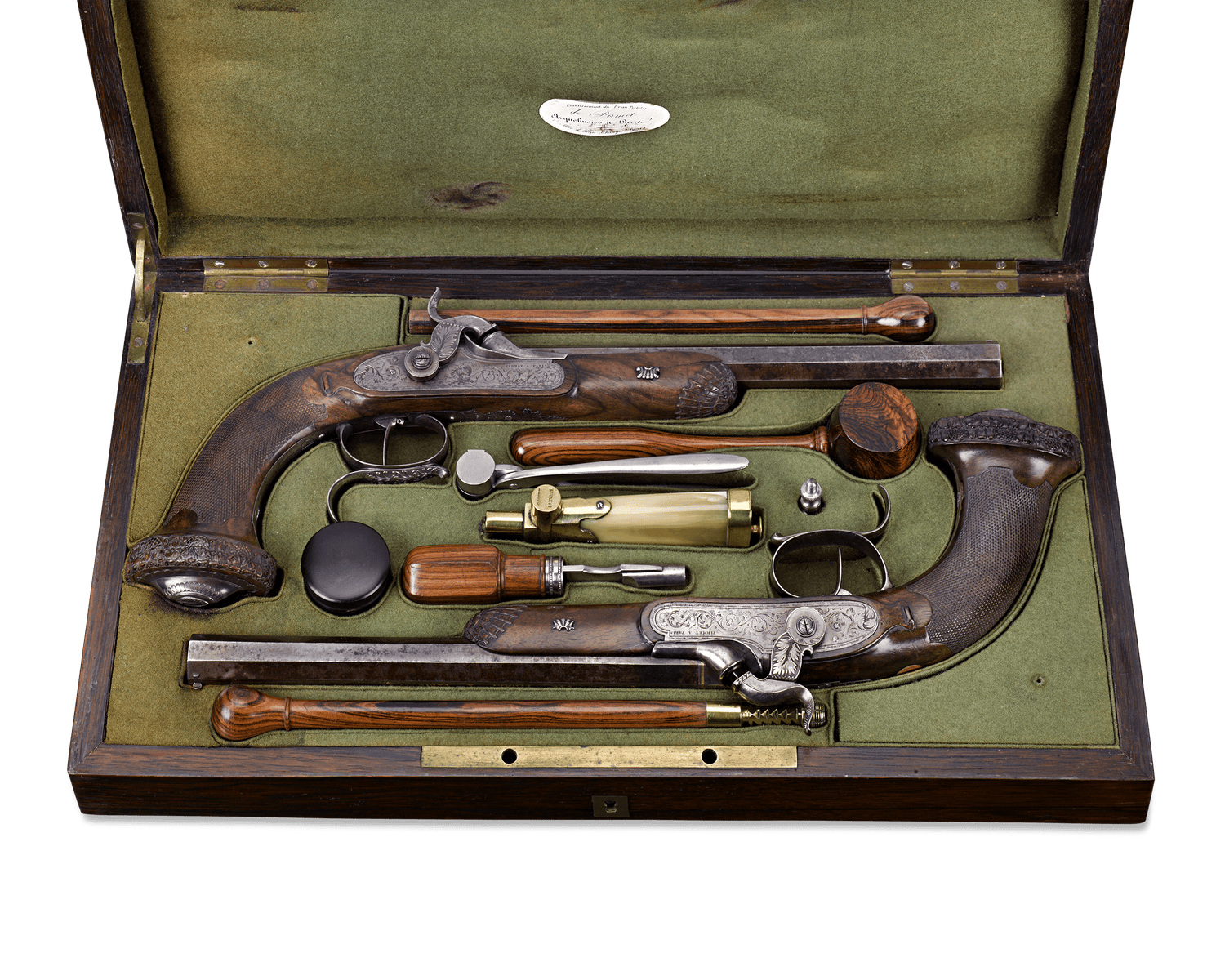 Cased Percussion Pistols by Pirmet à Paris