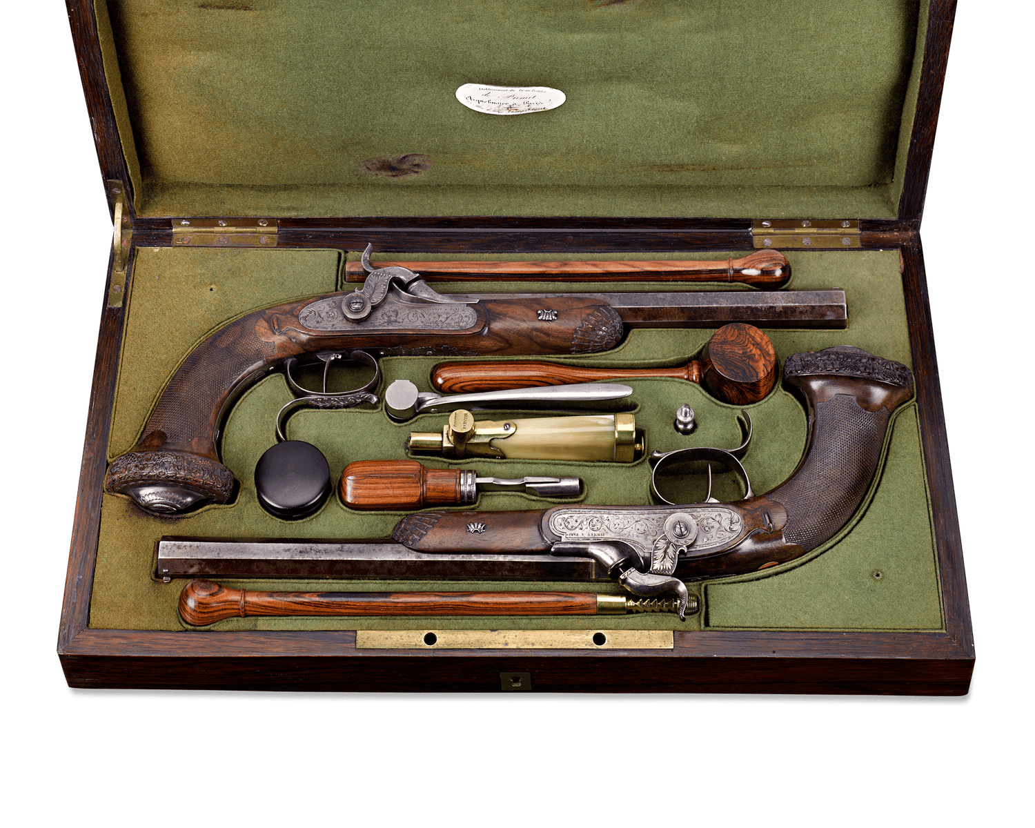 Cased Percussion Pistols by Pirmet à Paris