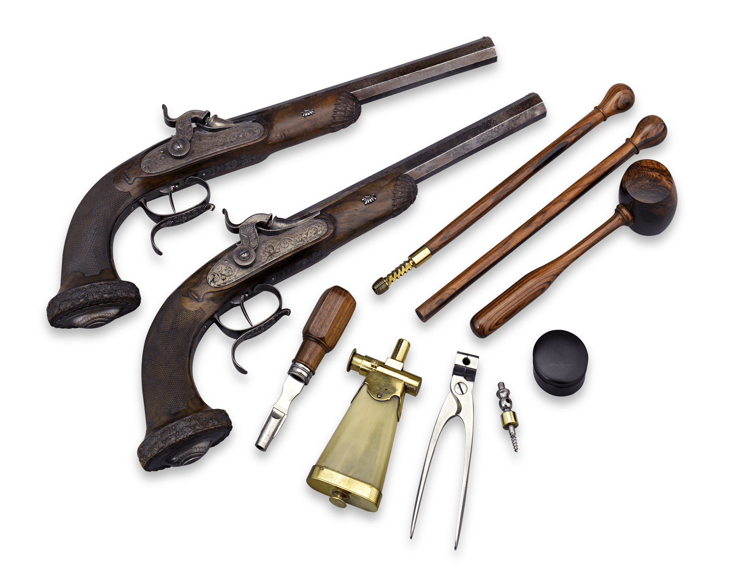 Cased Percussion Pistols by Pirmet à Paris