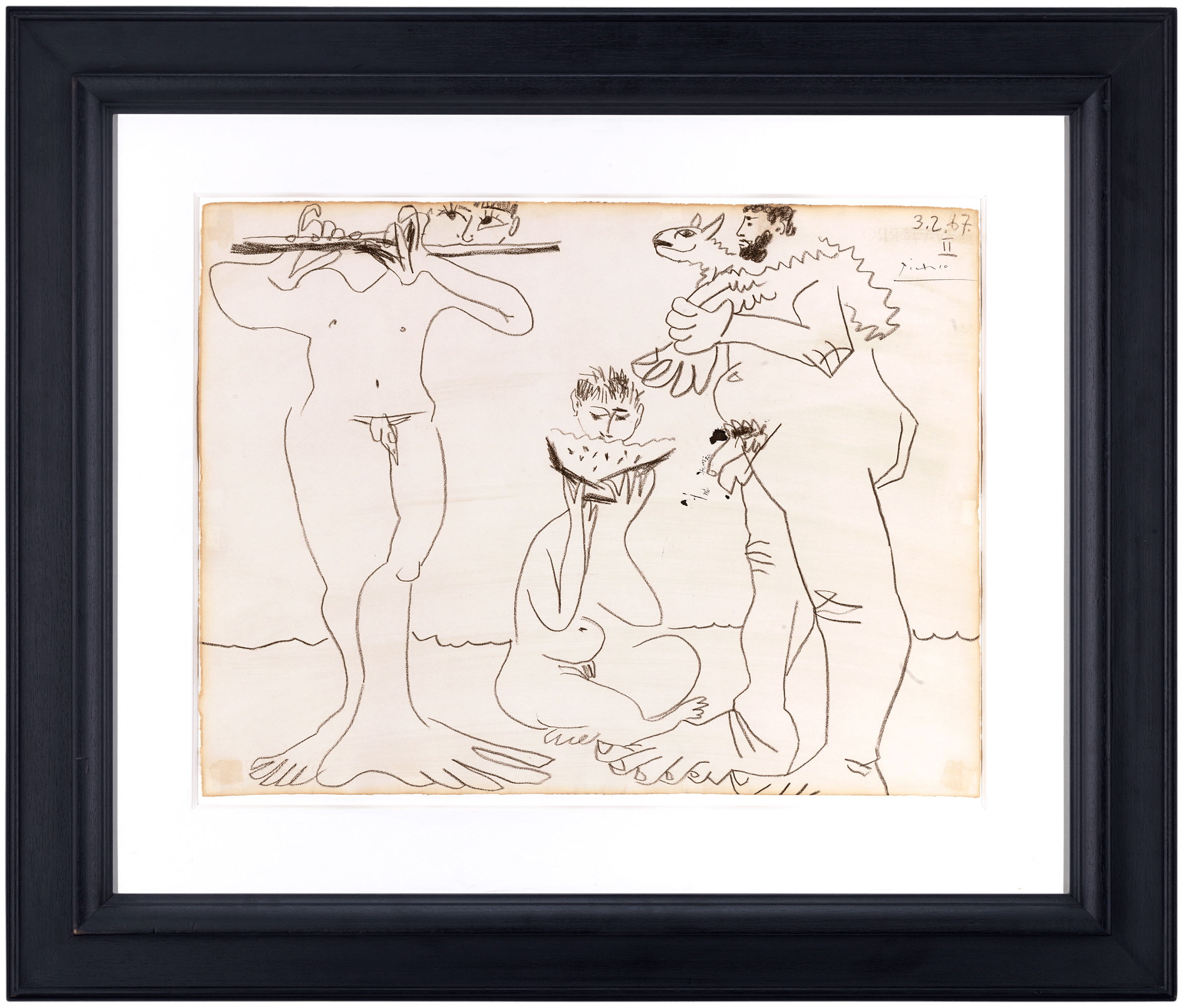 Homme à l'agneau, mangeur de pastèque et flûtiste by Pablo Picasso