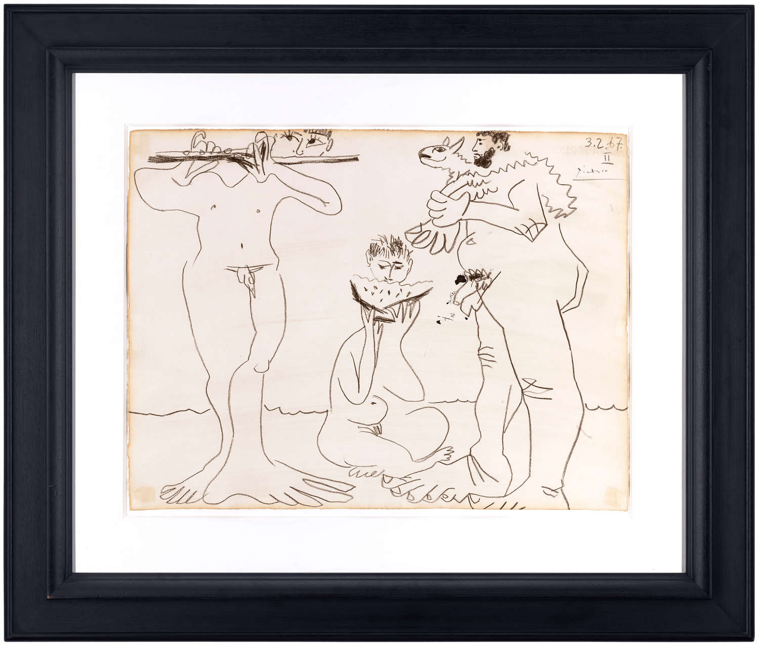 Homme à l'agneau, mangeur de pastèque et flûtiste by Pablo Picasso