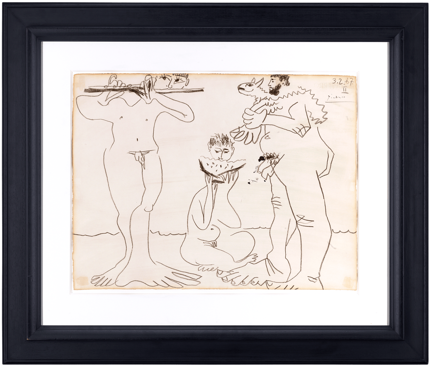 Homme à l'agneau, mangeur de pastèque et flûtiste by Pablo Picasso
