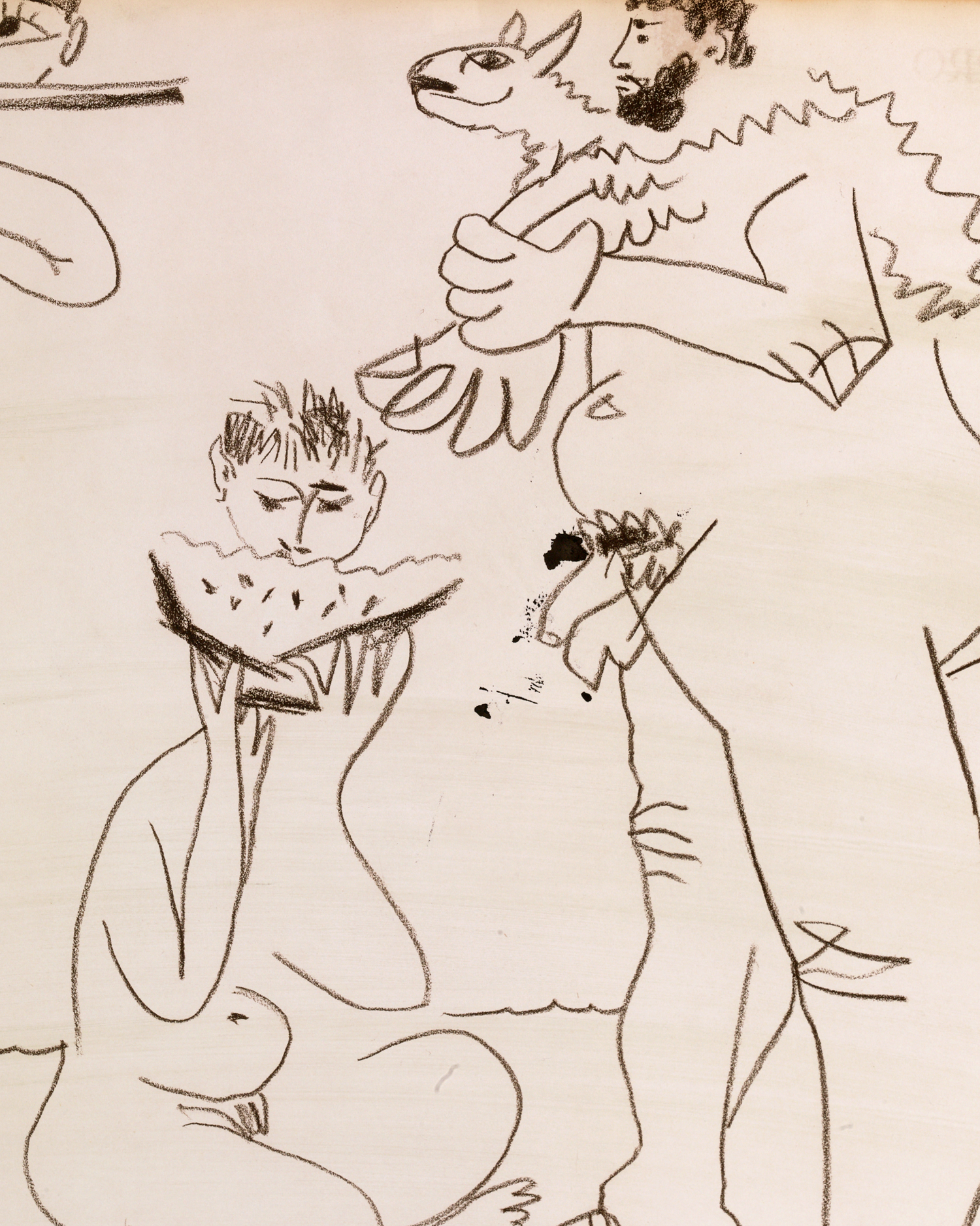 Homme à l'agneau, mangeur de pastèque et flûtiste by Pablo Picasso