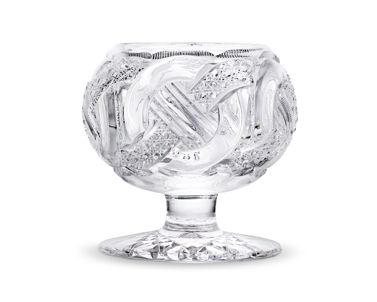 Wedding Ring Pattern Cut Glass Rose Bowl by J. Hoare & Co.