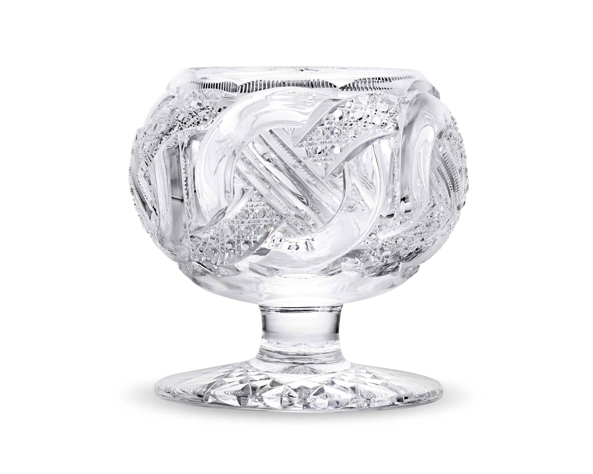 Wedding Ring Pattern Cut Glass Rose Bowl by J. Hoare & Co.