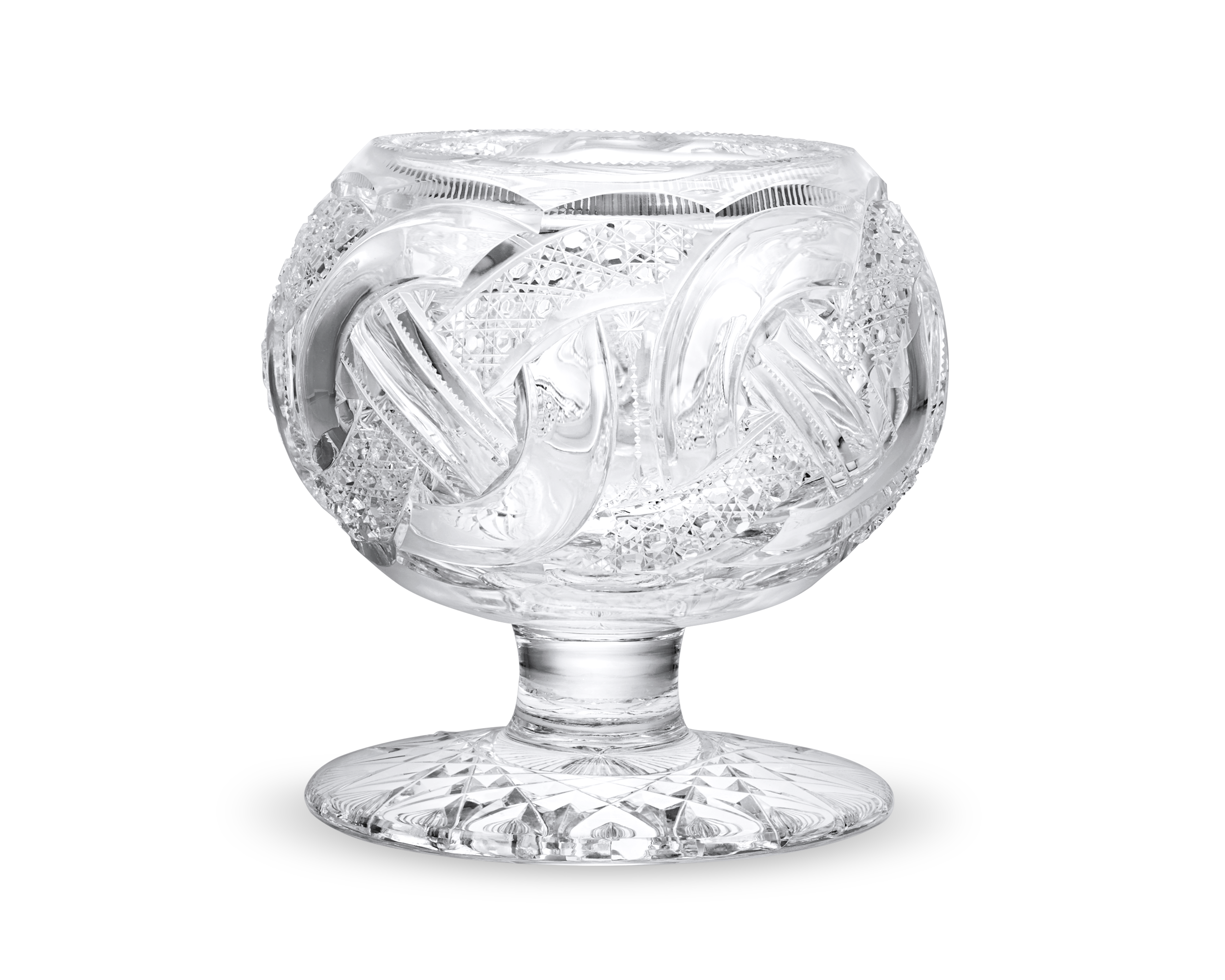 Wedding Ring Pattern Cut Glass Rose Bowl by J. Hoare & Co.