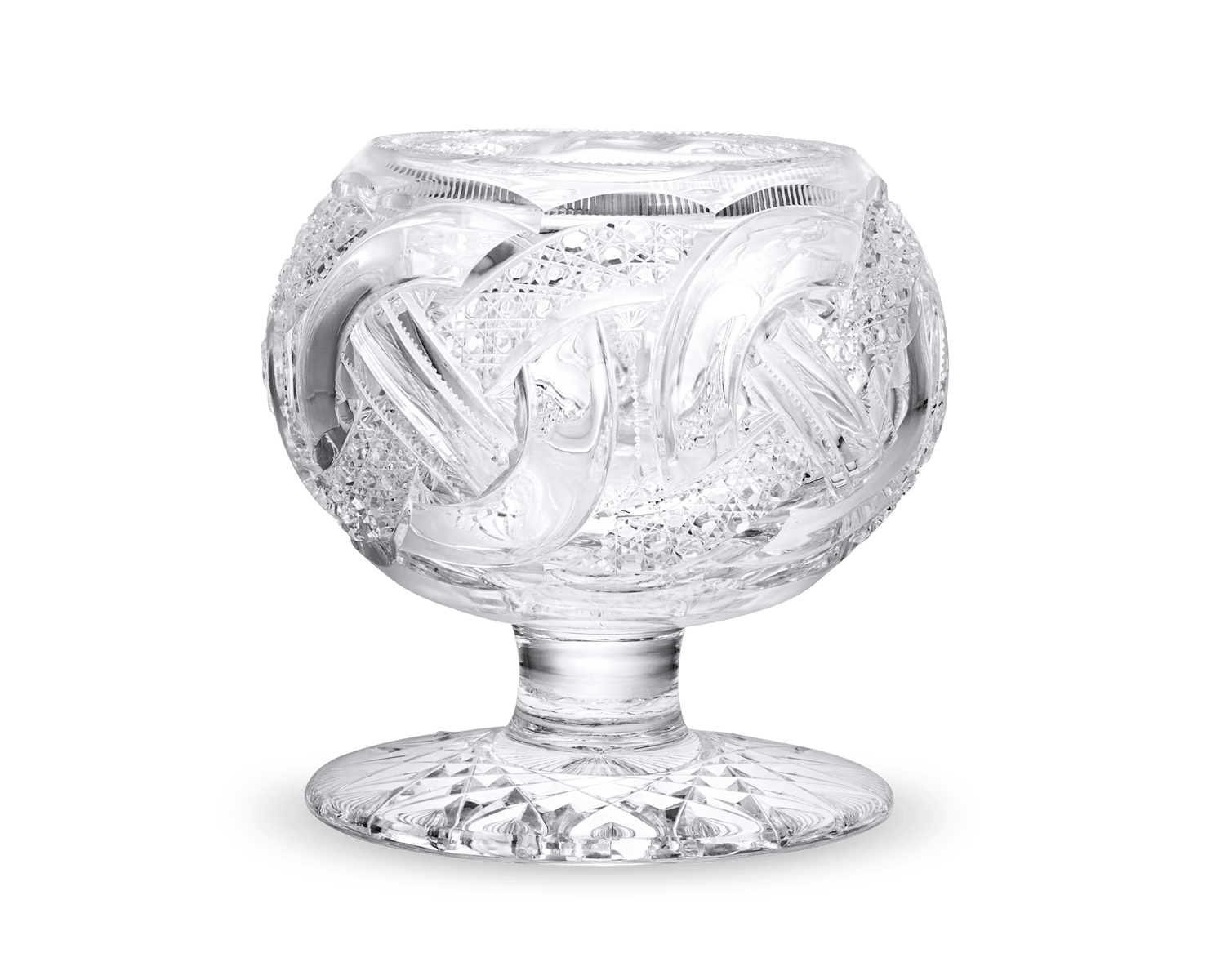 Wedding Ring Pattern Cut Glass Rose Bowl by J. Hoare & Co.