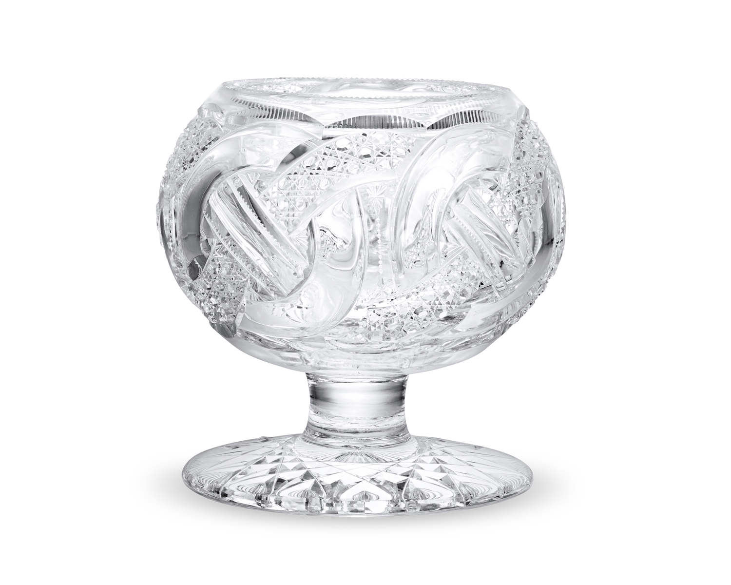 Wedding Ring Pattern Cut Glass Rose Bowl by J. Hoare & Co.
