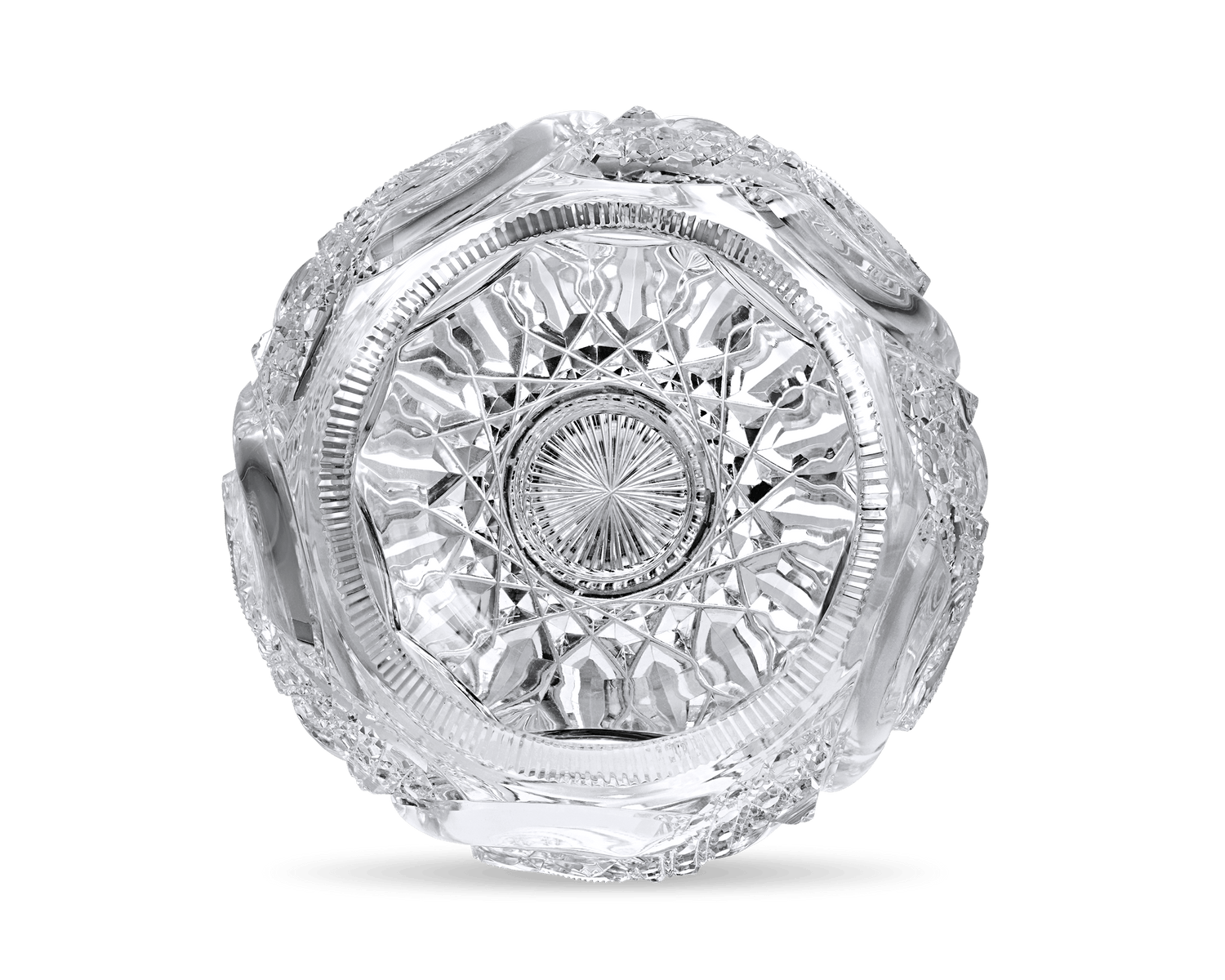 Wedding Ring Pattern Cut Glass Rose Bowl by J. Hoare & Co.