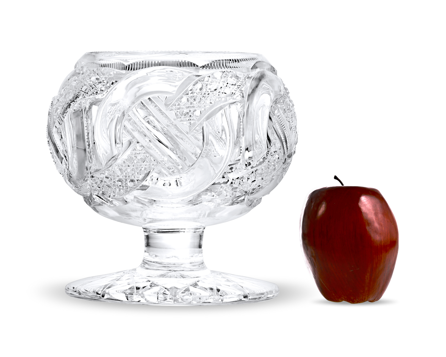 Wedding Ring Pattern Cut Glass Rose Bowl by J. Hoare & Co.