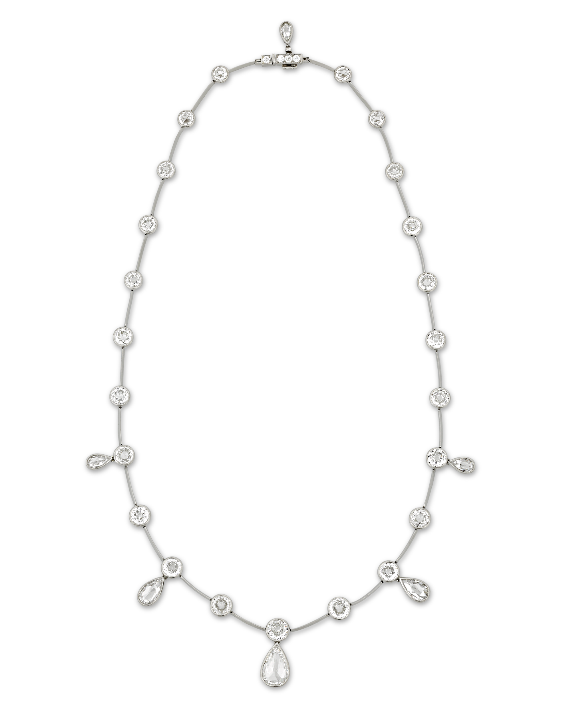 Rose-Cut Diamond Necklace, 14.73 Carats