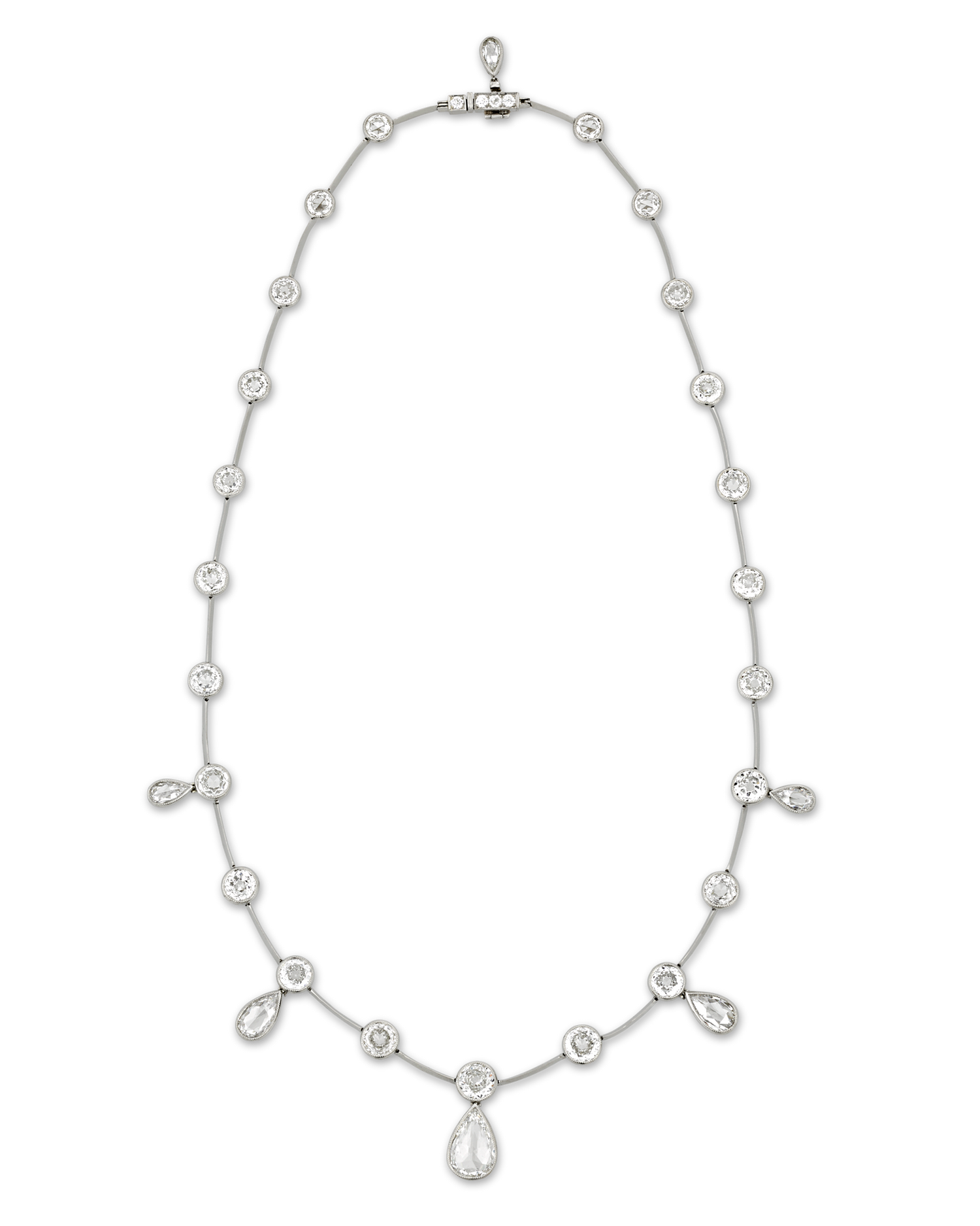 Rose-Cut Diamond Necklace, 14.73 Carats