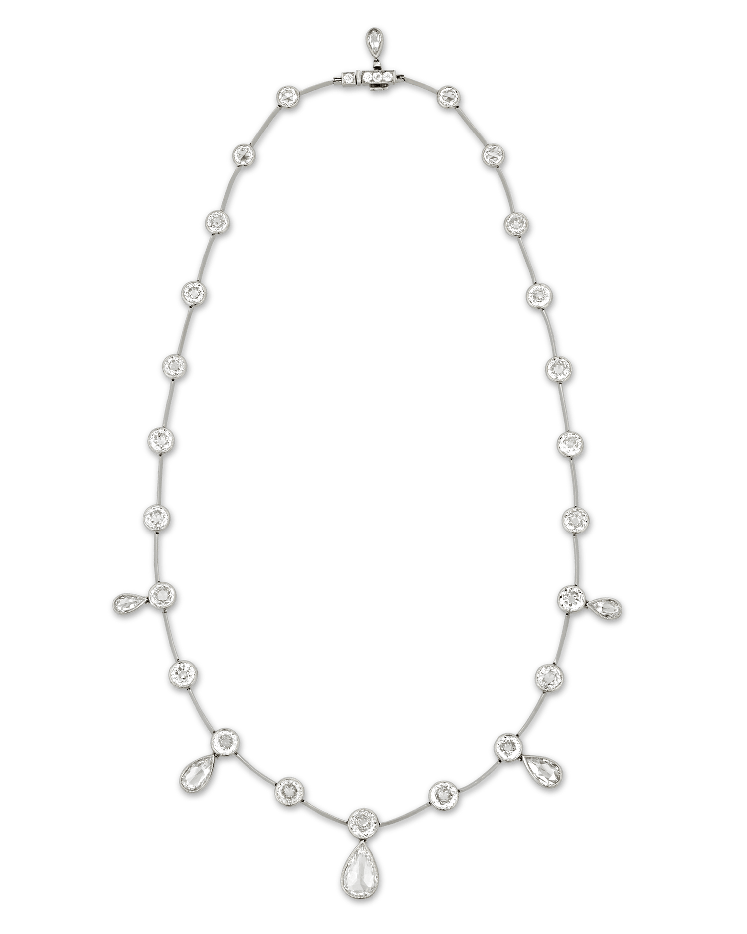 Rose-Cut Diamond Necklace, 14.73 Carats